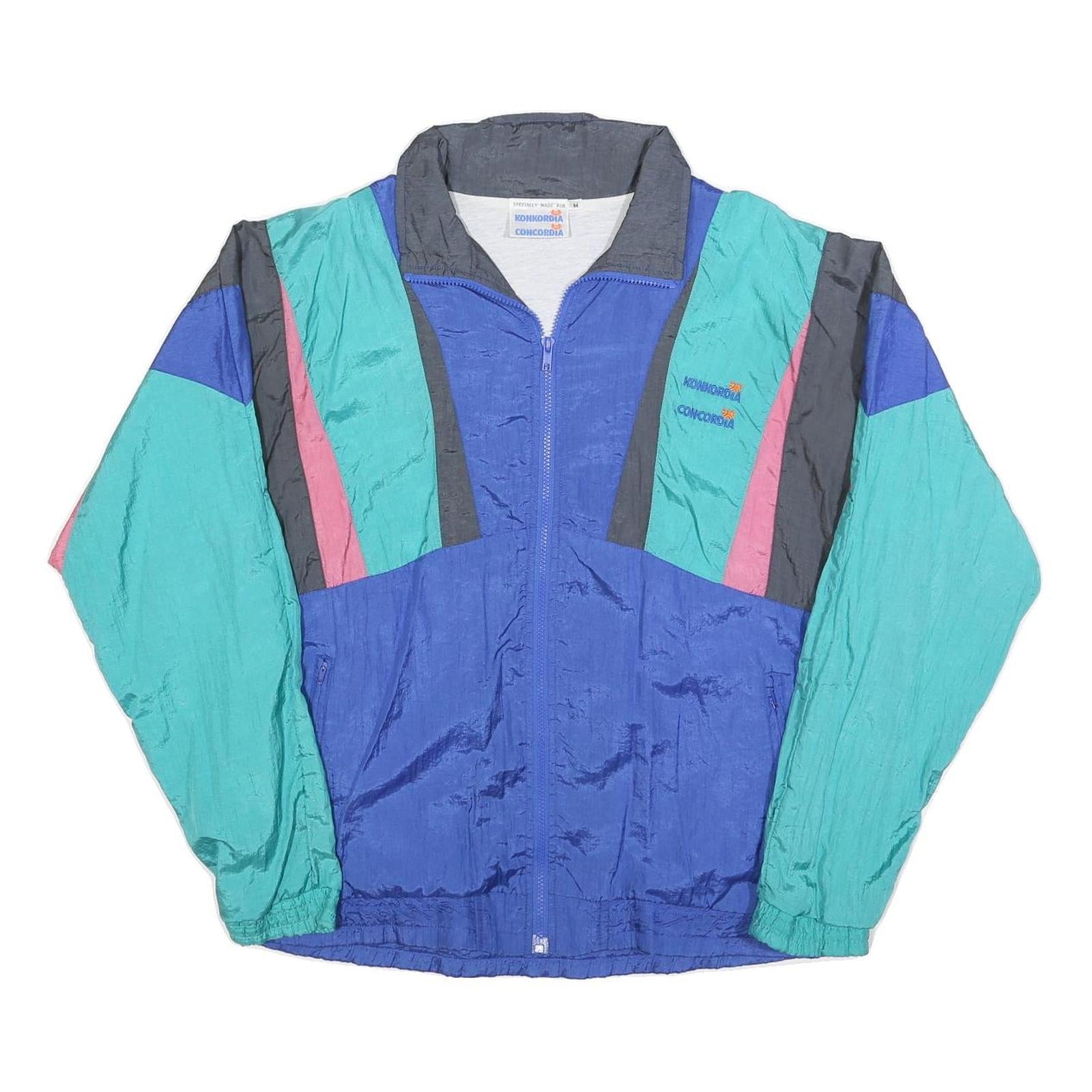 CONCORDIA Mens Blue Green Pink Black Colourblock Jacket M Polyester Blend Zip Refurbished - N/A refurbished available on Cerqular