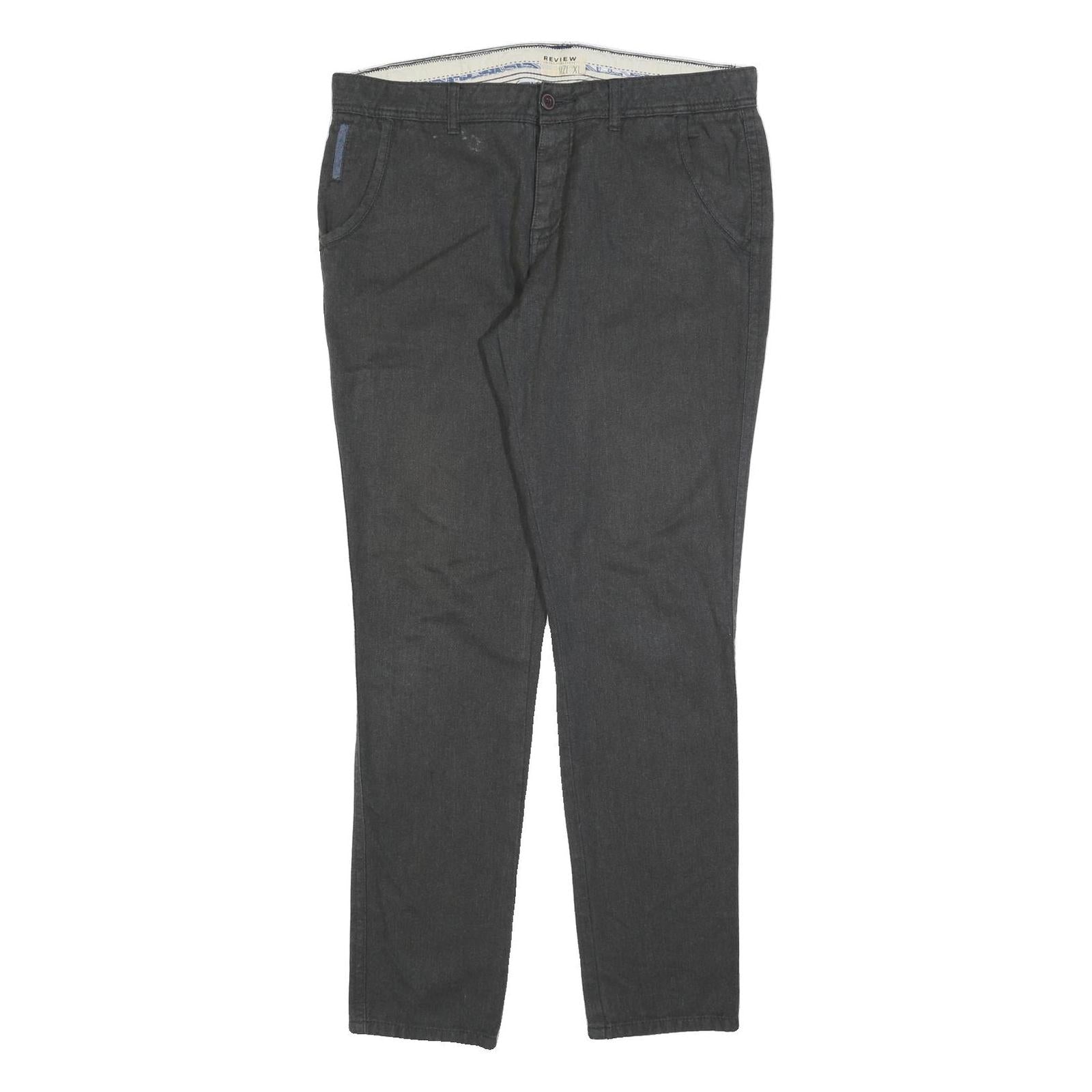 REVIEW Mens Cotton Blend Black Slim Straight Trousers W36 L32 Classic Casual Zip Refurbished - N/A refurbished available on Cerqular
