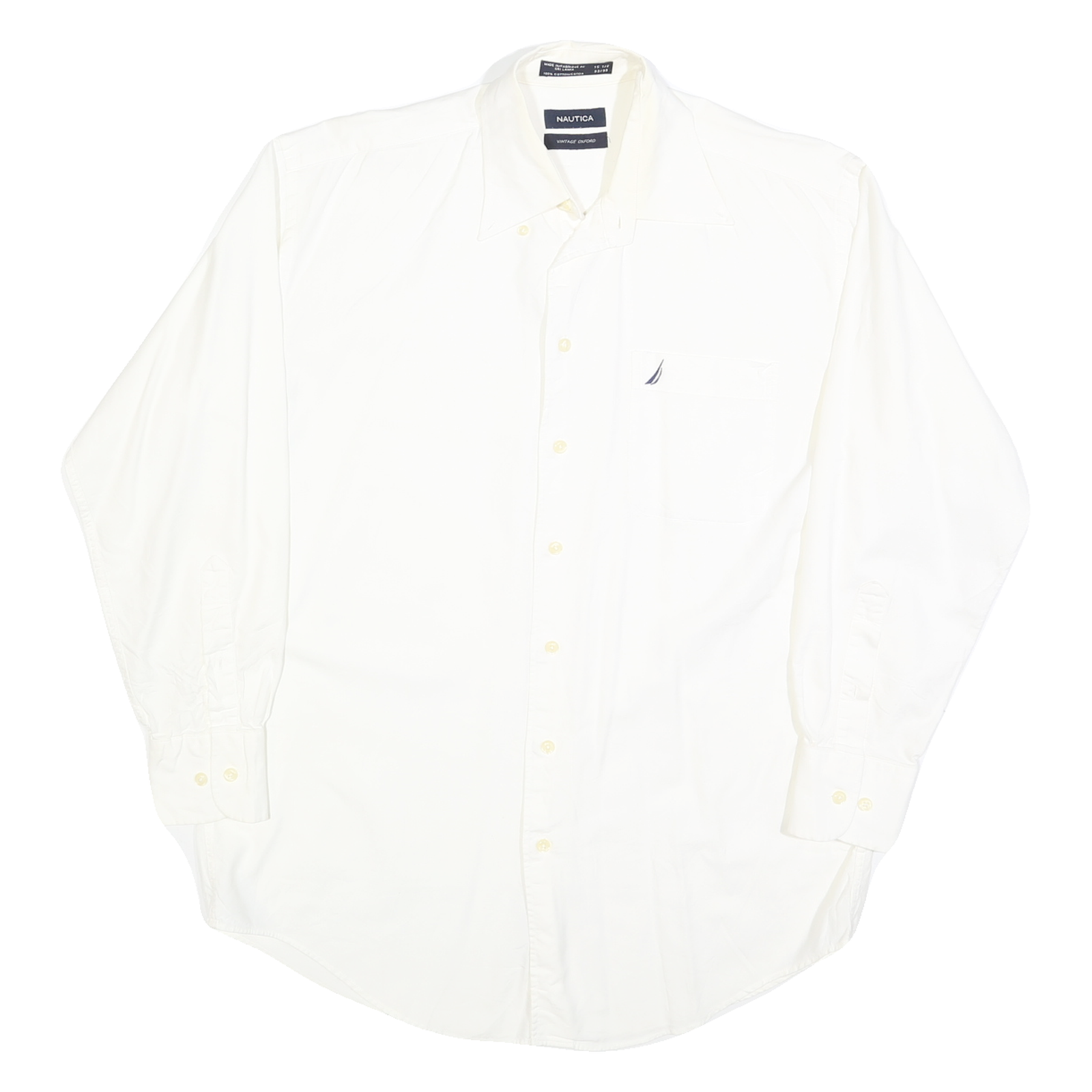 NAUTICA Mens White Classic Fit Button-Down Shirt L Cotton Blend Casual Smart Refurbished - N/A refurbished available on Cerqular