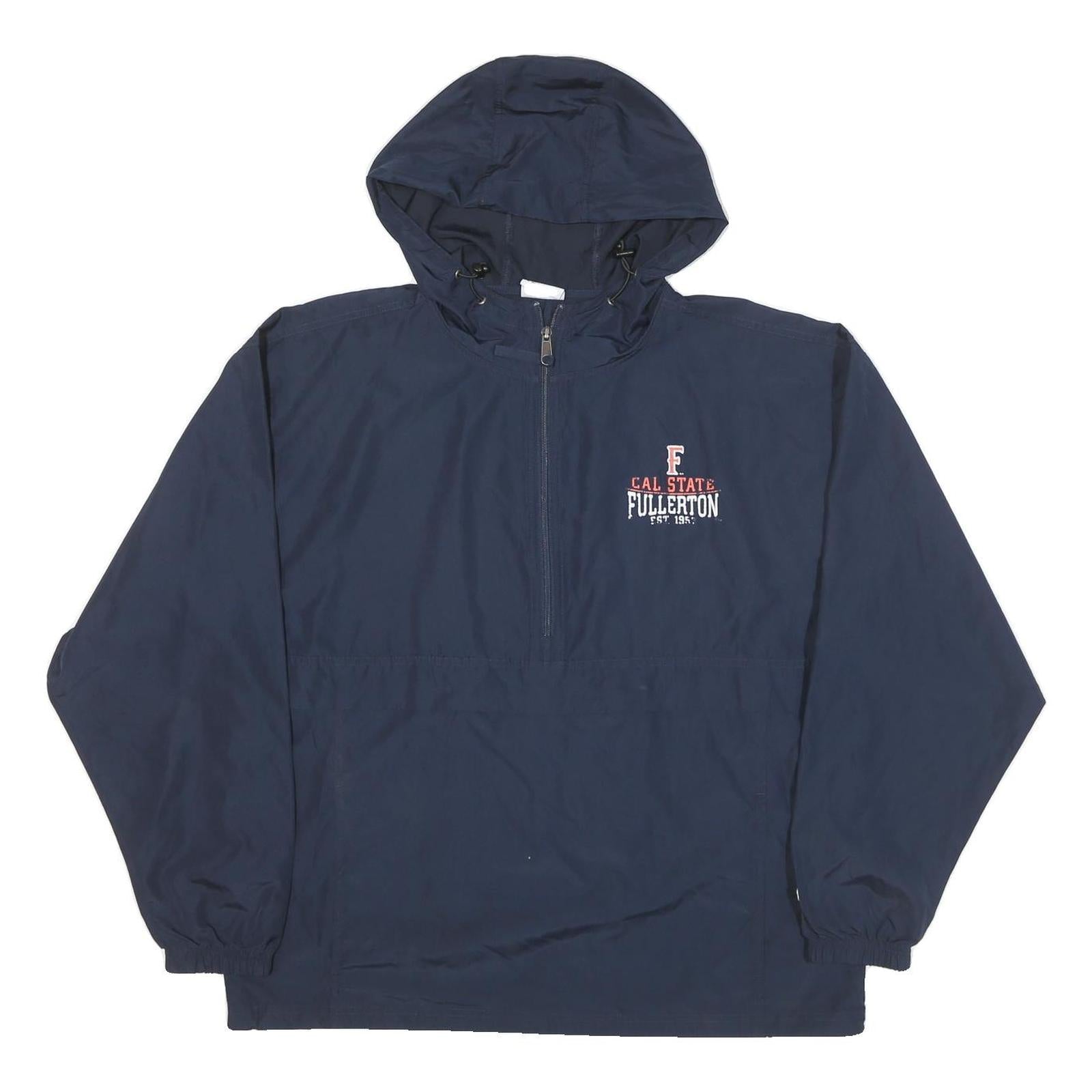 CHAMPION Mens Navy Cal State Fullerton Hooded Zip Jacket L Polyester Blend Refurbished - N/A refurbished available on Cerqular
