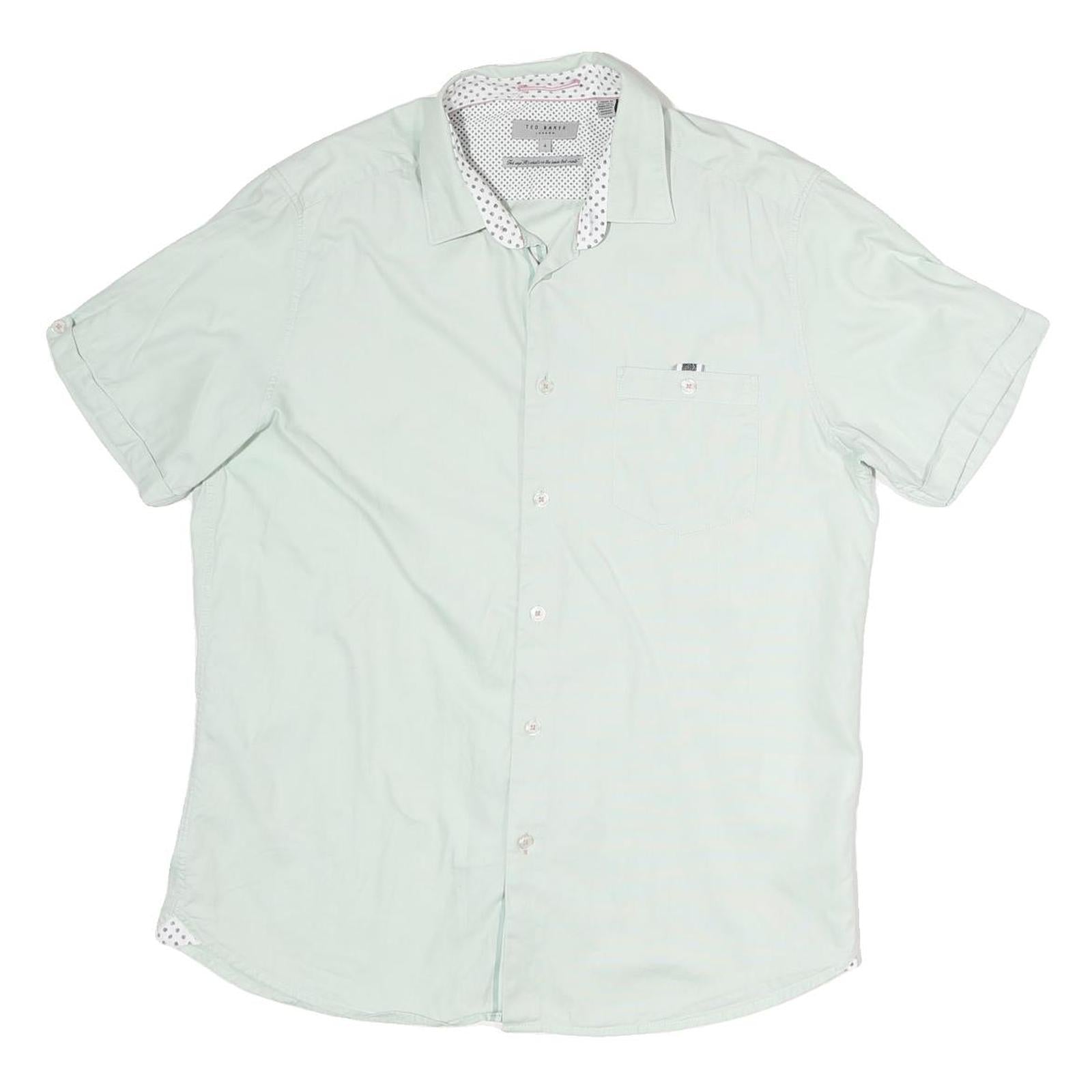 TED BAKER Mens White Cotton Short Sleeve Shirt S Polka Dot Detail Casual Refurbished - N/A refurbished available on Cerqular