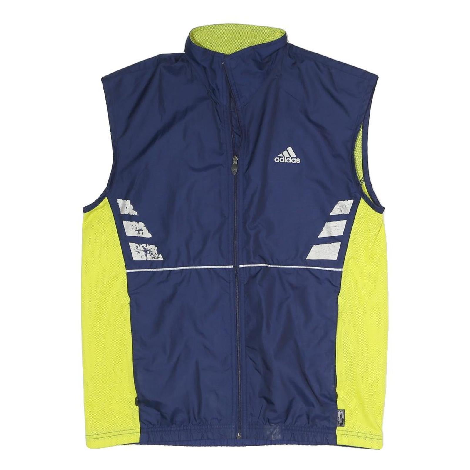 ADIDAS Mens Blue & Yellow Sleeveless Zip Jacket Polyester Blend Sports Vest M Refurbished - N/A refurbished available on Cerqular
