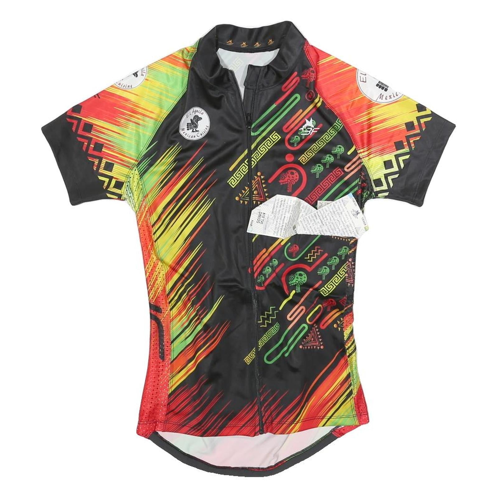 Mens Black & Red Graphic Cycling T-Shirt S Short Sleeve Zip Neck Pocket Sports Refurbished - N/A refurbished available on Cerqular