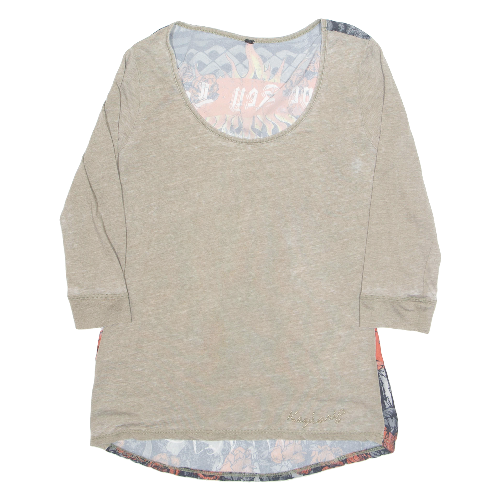Womens Blouse Brown Long Sleeve Crazy Pattern M Refurbished - N/A refurbished available on Cerqular