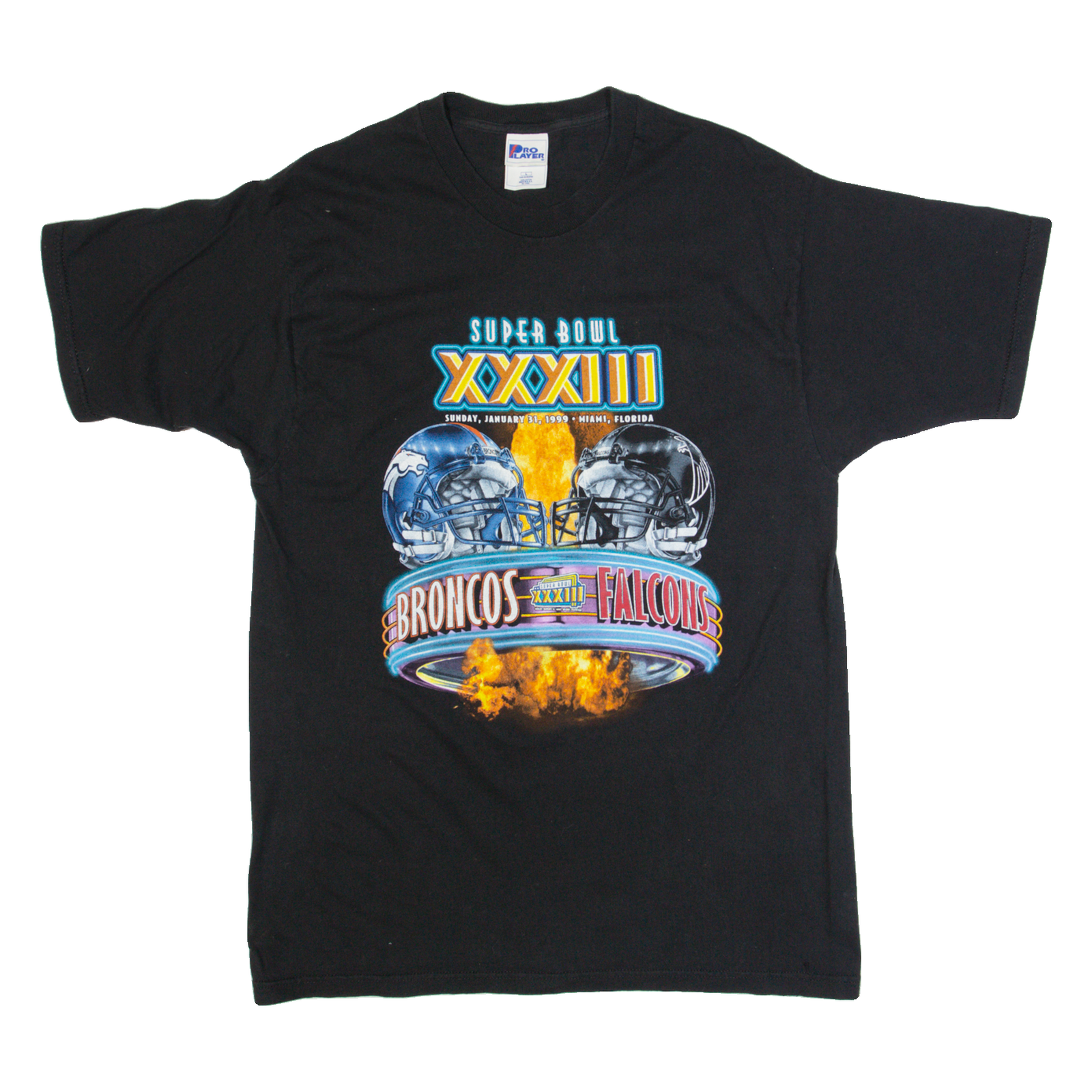 Buy PRO PLAYER Super Bowl XXXIII Broncos Vs Falcons Mens T-Shirt Black 90s USA L Refurbished - $50.69 PRO PLAYER Super Bowl XXXIII Broncos Vs Falcons Mens T-Shirt Black 90s USA L Refurbished - N/A refurbished available on Cerqular