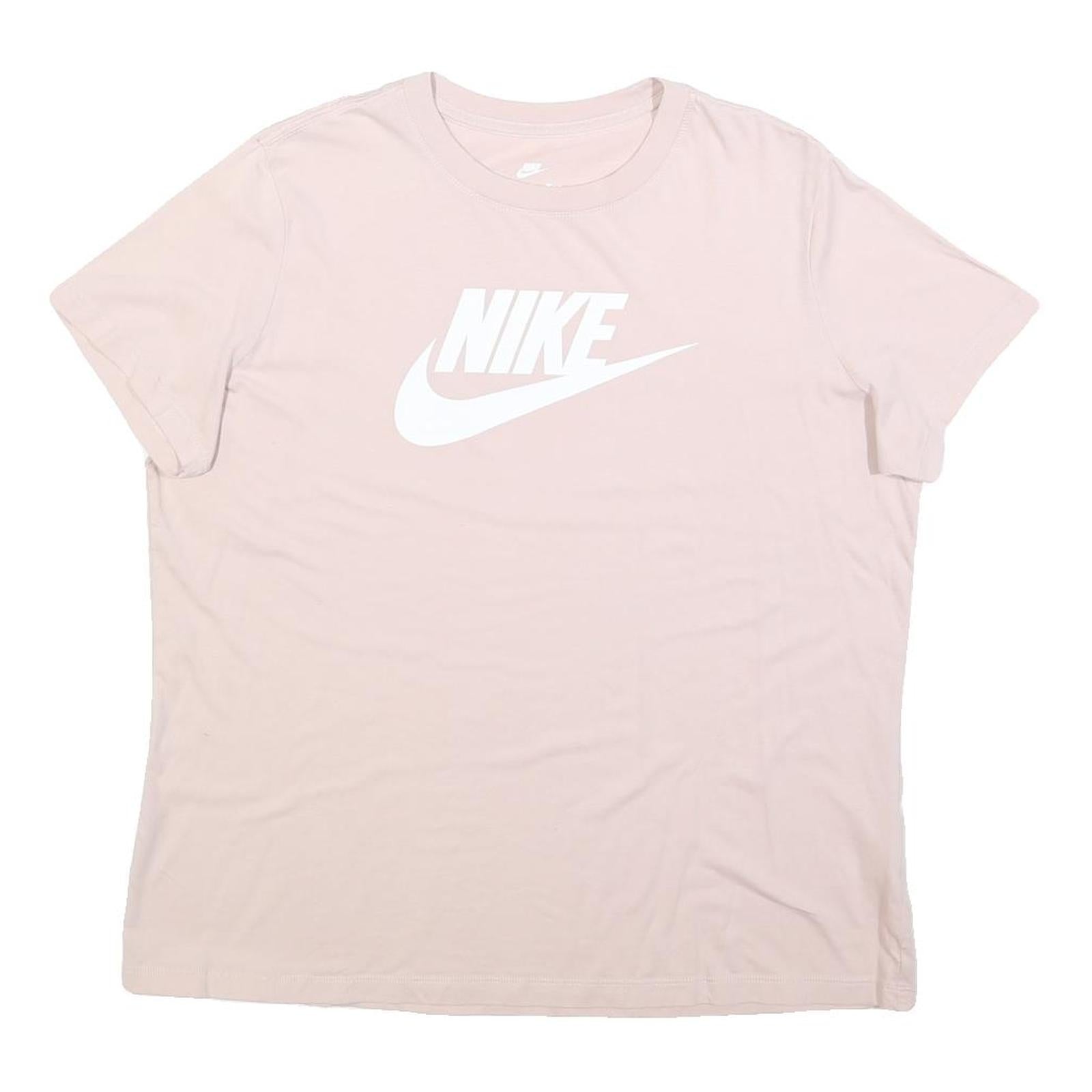 NIKE Womens Pink XL Classic Crew Neck Cotton Blend T-Shirt Logo Print Refurbished - N/A refurbished available on Cerqular