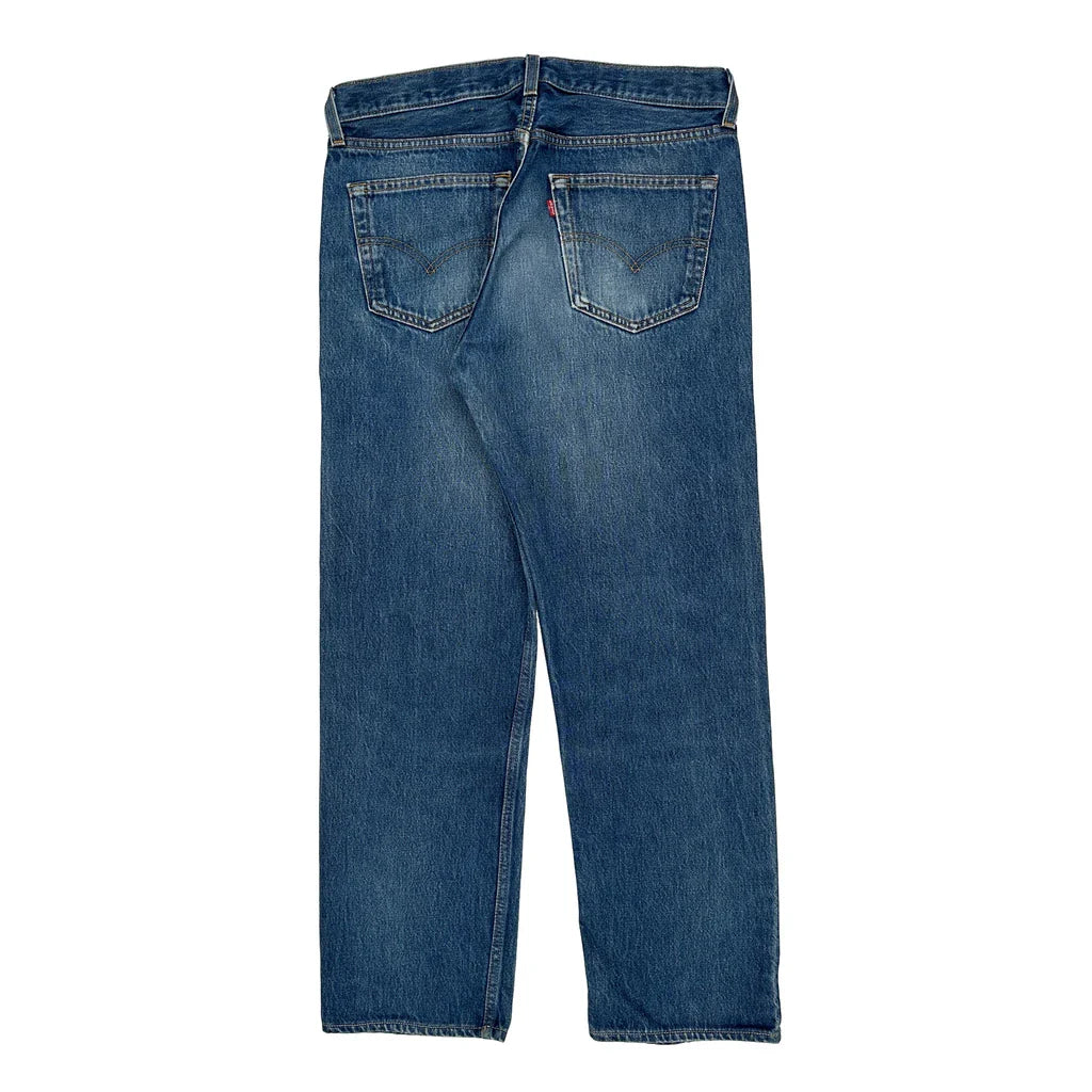501 Levis Jeans - 34W 30L Blue Cotton Refurbished - Thrifted (note: this is a term often used to describe second- refurbished available on Cerqular