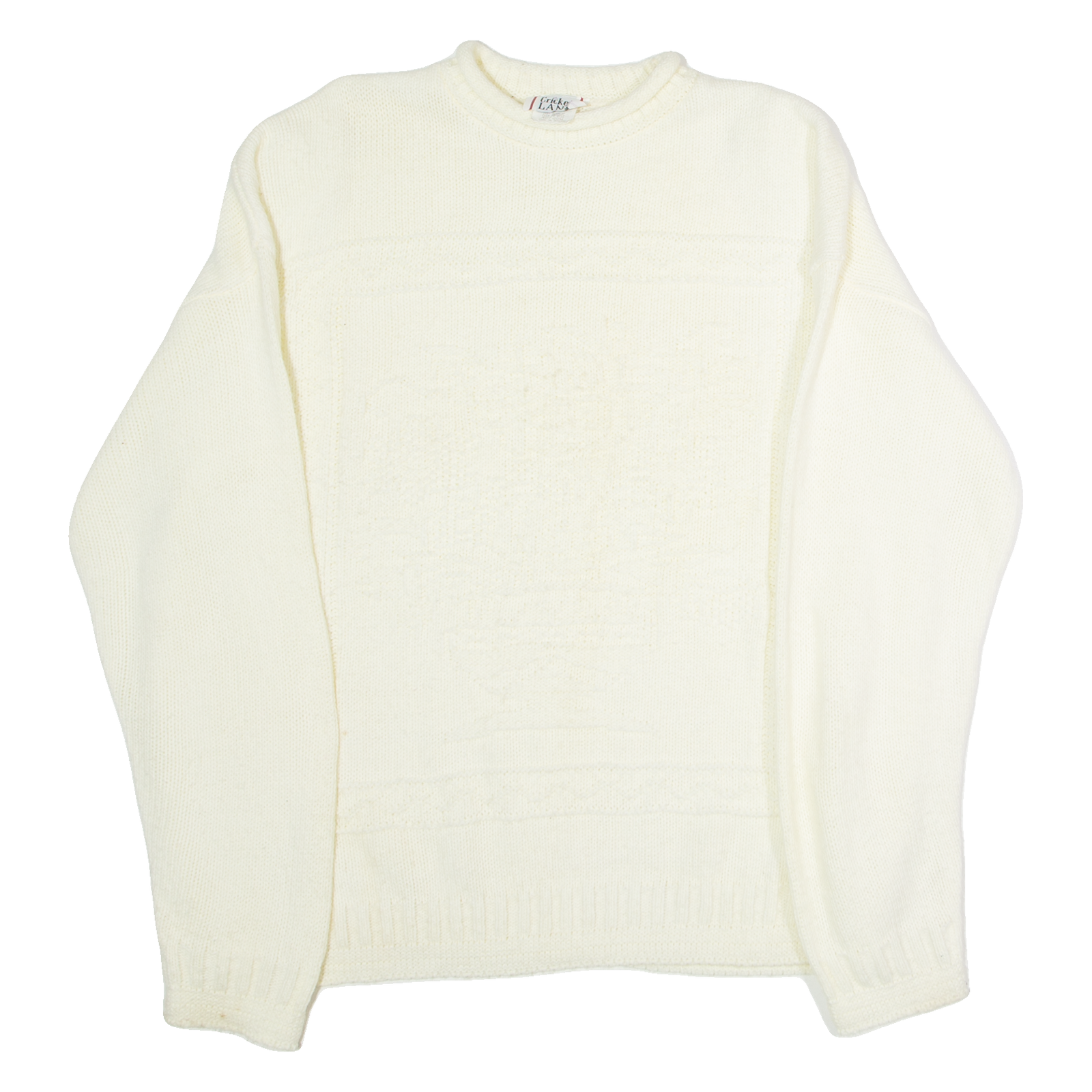 CRICKET LANE Womens Jumper Cream High Neck 80s Tight Knit UK 26 Refurbished - N/A refurbished available on Cerqular