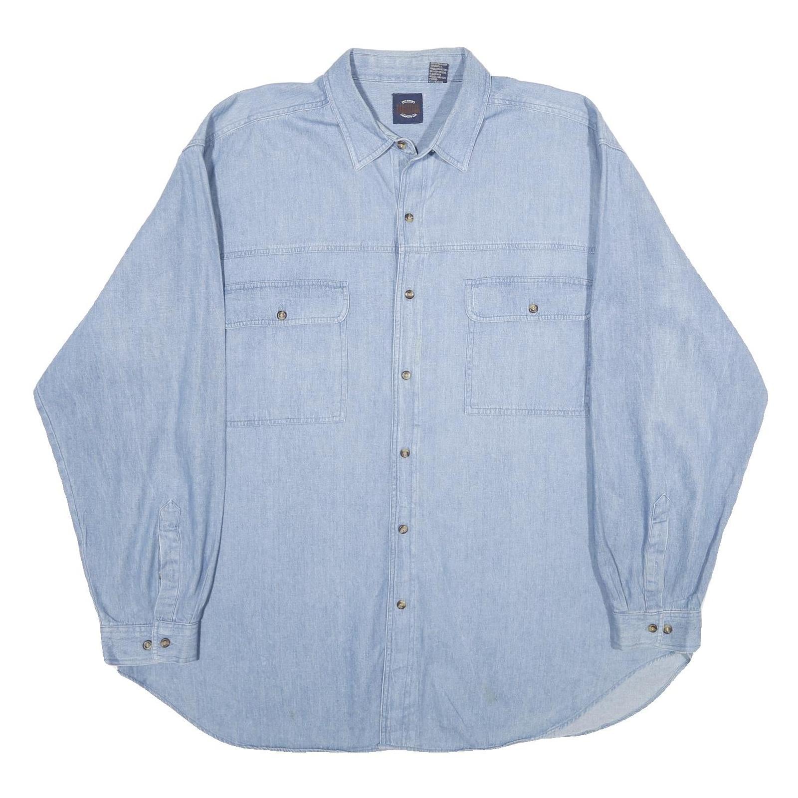 SAUGATUCK Mens Blue Shirt 2XL Cotton Denim Long Sleeve Casual Relaxed Fit Refurbished - N/A refurbished available on Cerqular