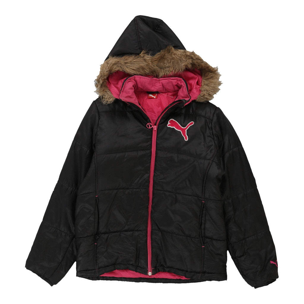 Age 12-13 Puma Puffer - Medium Black Polyester Refurbished - Thrifted (note: this is a term often used to describe second- refurbished available on Cerqular