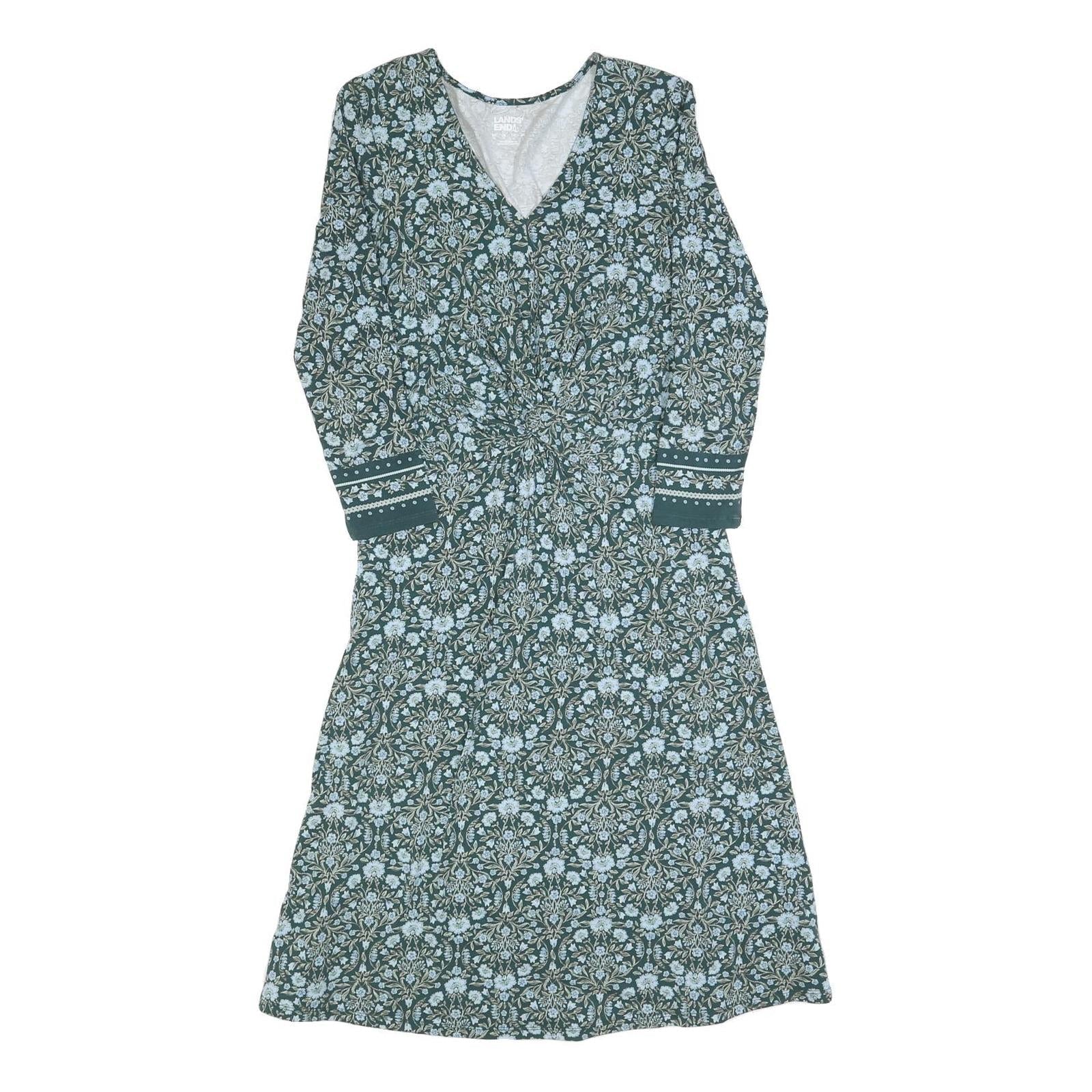 Buy LANDS END Womens Green Floral Day Cotton Blend Dress Long Sleeve XS Refurbished - $28.59 LANDS END Womens Green Floral Day Cotton Blend Dress Long Sleeve XS Refurbished - N/A refurbished available on Cerqular