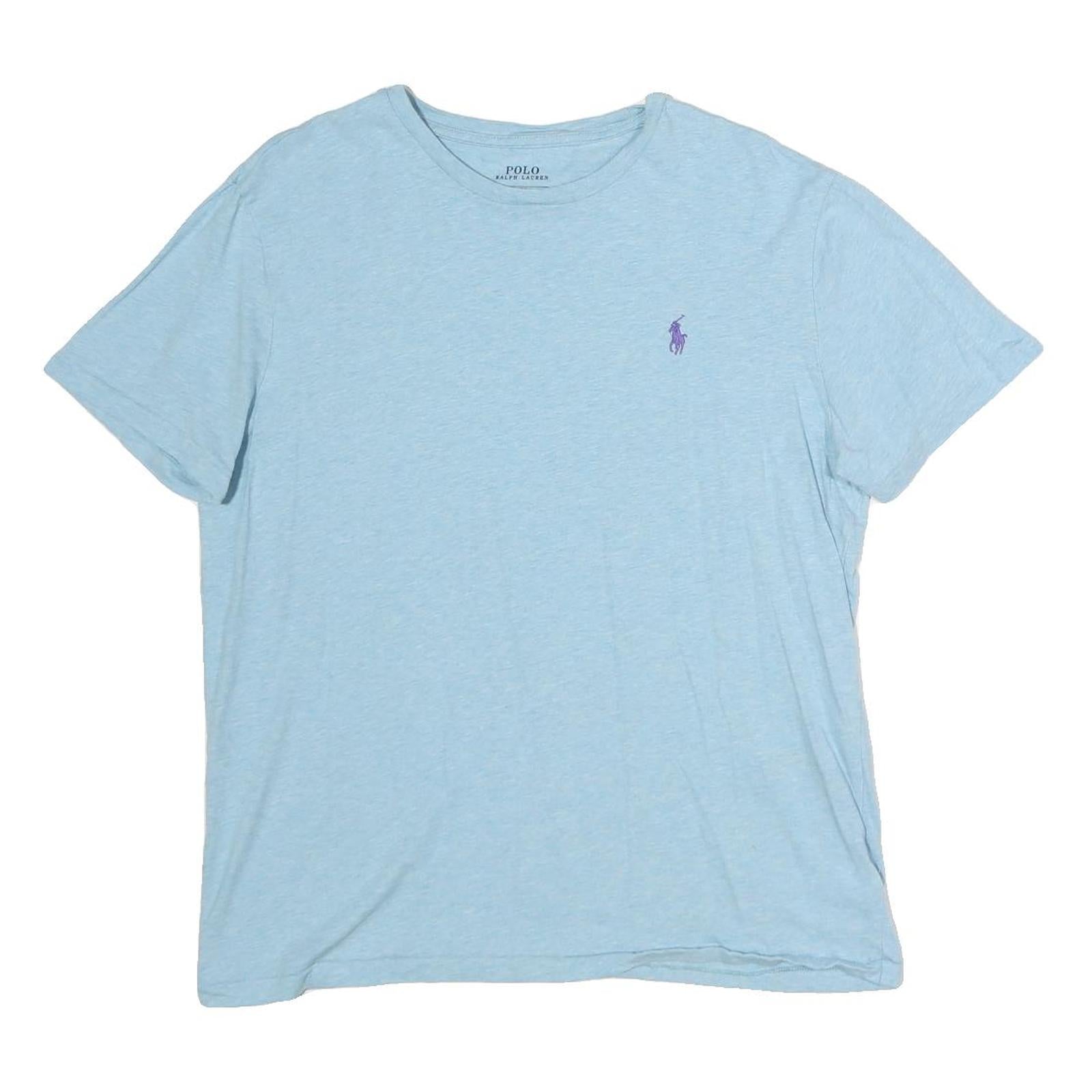 POLO RALPH LAUREN Mens Light Blue Crew Neck T-Shirt M Purple Pony Logo Casual Refurbished - N/A refurbished available on Cerqular