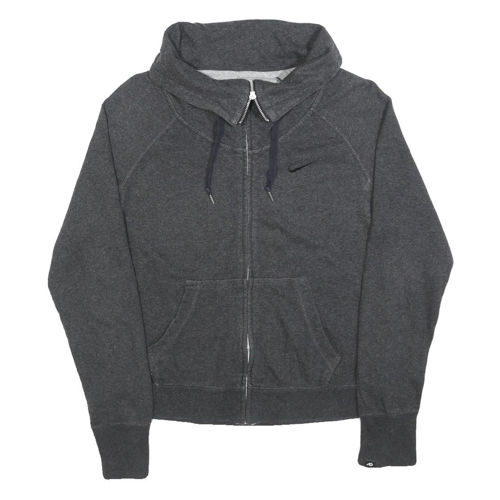 NIKE Womens Charcoal Grey Track Jacket M Cotton Blend Plain Zip Up Sportswear Refurbished - N/A refurbished available on Cerqular