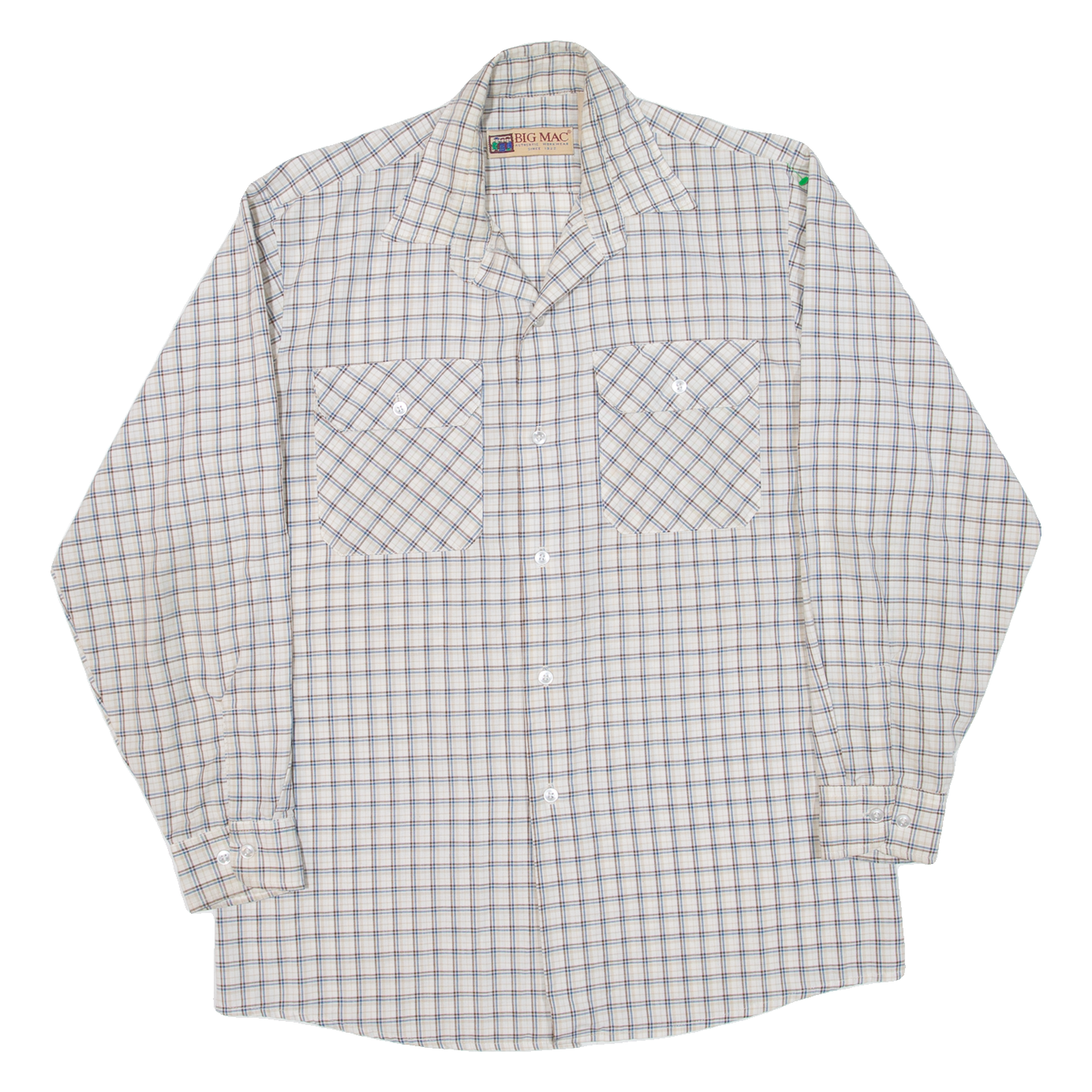BIG MAC Mens Shirt Beige Check Long Sleeve M Refurbished - N/A refurbished available on Cerqular