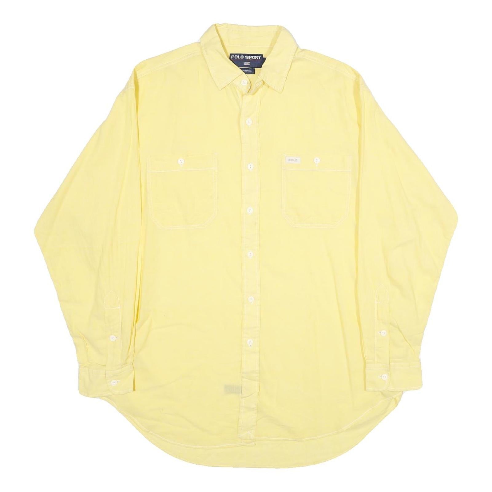 POLO SPORT RALPH LAUREN Mens Yellow Cotton Shirt L Classic Button Down Casual Refurbished - N/A refurbished available on Cerqular