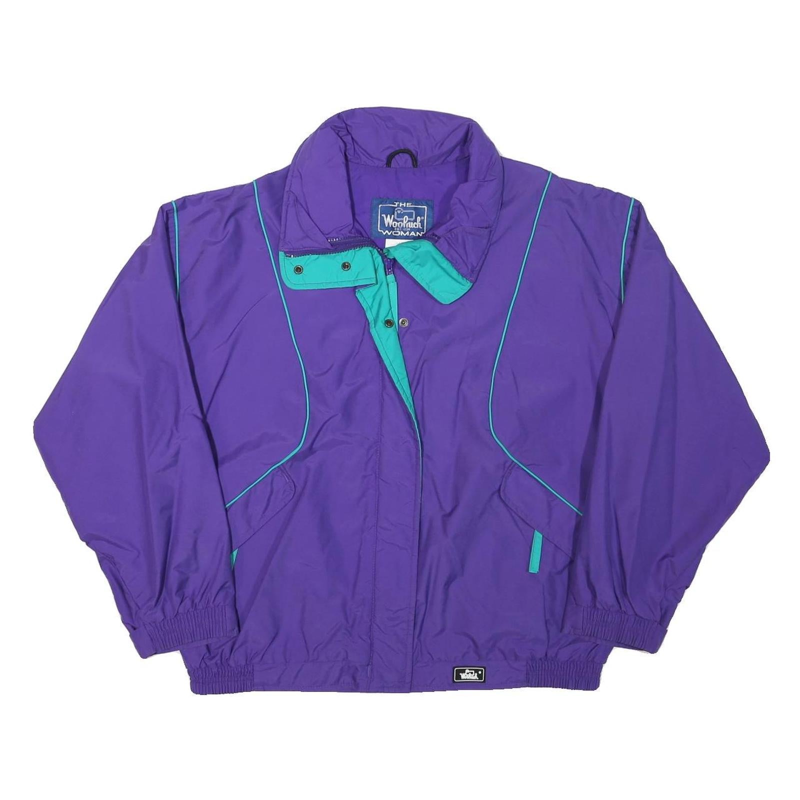 WOOLRICH Womens Purple & Teal Retro Lightweight Zip Jacket L Polyester Refurbished - N/A refurbished available on Cerqular
