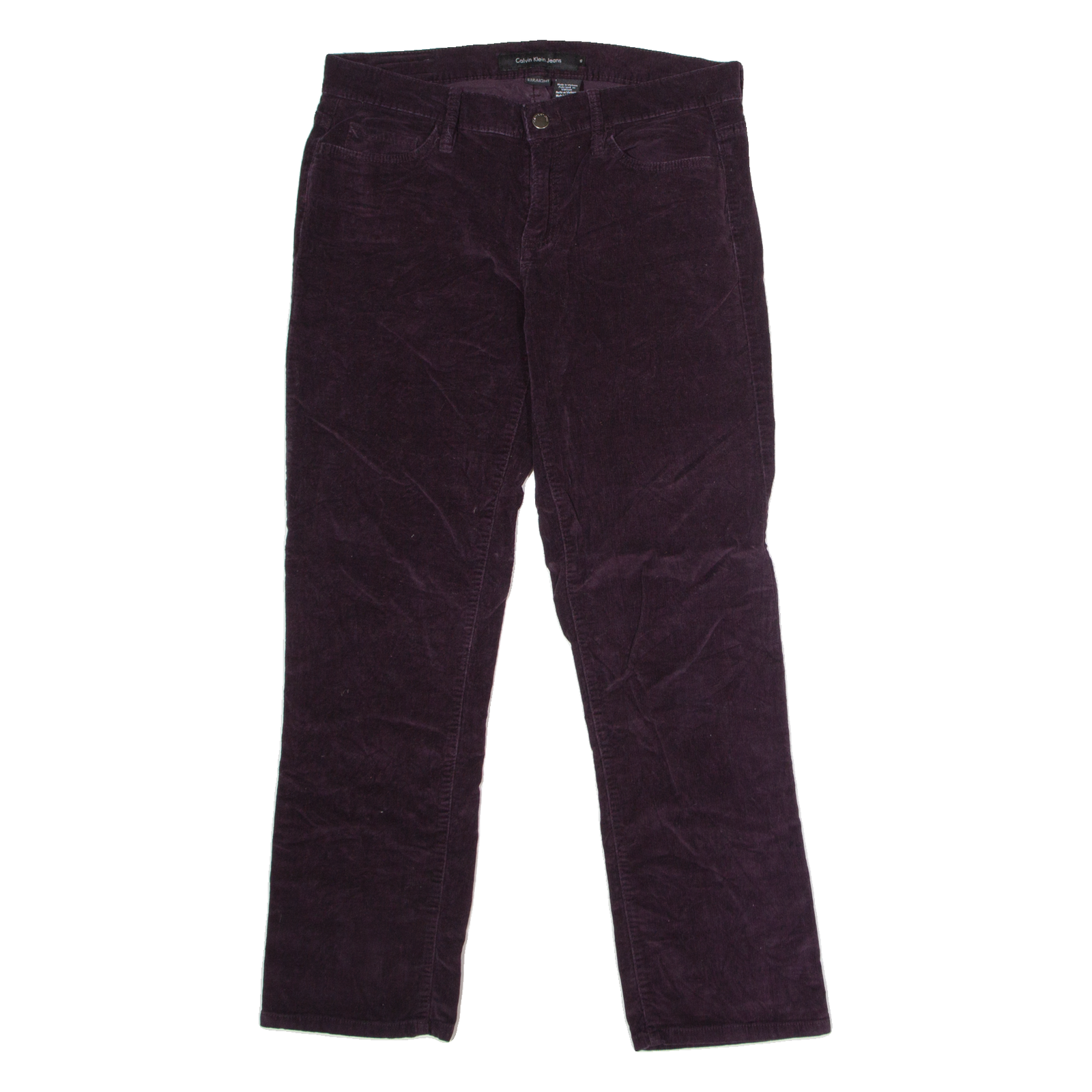 CALVIN KLEIN JEANS Womens Corduroy Trousers Purple Regular Straight W32 L29 Refurbished - N/A refurbished available on Cerqular