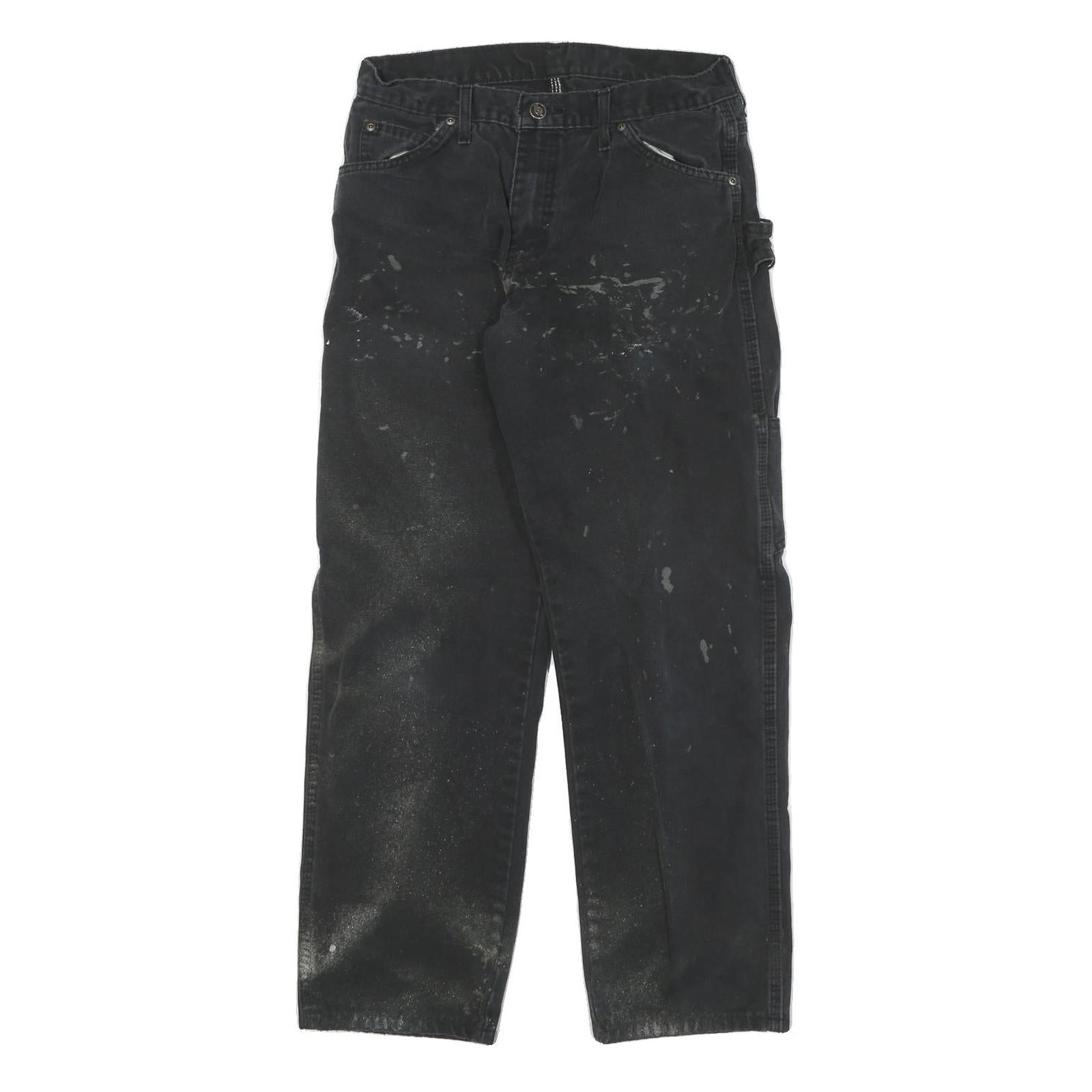 DICKIES Mens Black Regular Fit Straight Cotton Blend Trousers W28 L28 Workwear Refurbished - N/A refurbished available on Cerqular