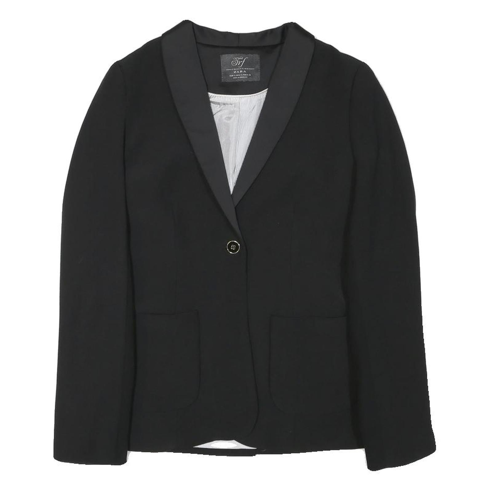 ZARA Womens Black Tailored Jacket S Polyester Blend Button Closure Plain Elegant Refurbished - N/A refurbished available on Cerqular