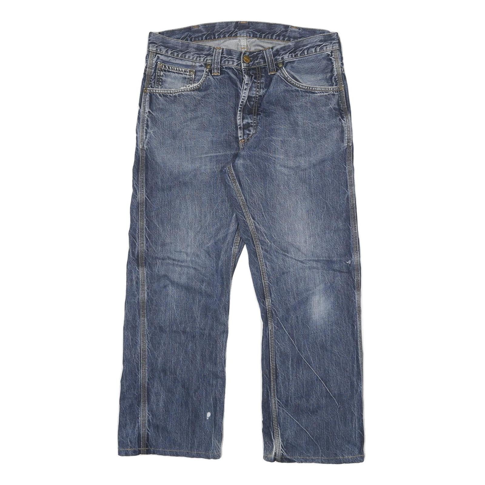 CARHARTT Mens Blue Regular Fit Straight Denim Jeans W32 L26 Button Closure Refurbished - N/A refurbished available on Cerqular