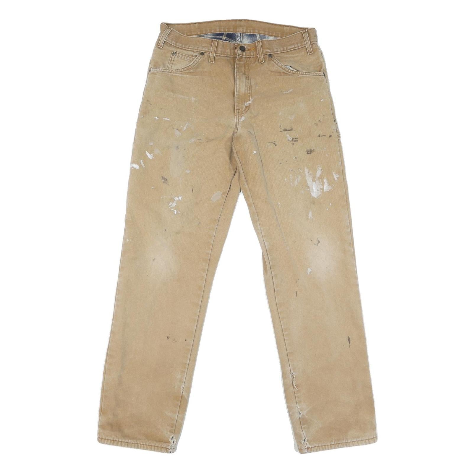 DICKIES Mens Regular Beige Cotton Blend Workwear Trousers W32 L32 Paint Refurbished - N/A refurbished available on Cerqular