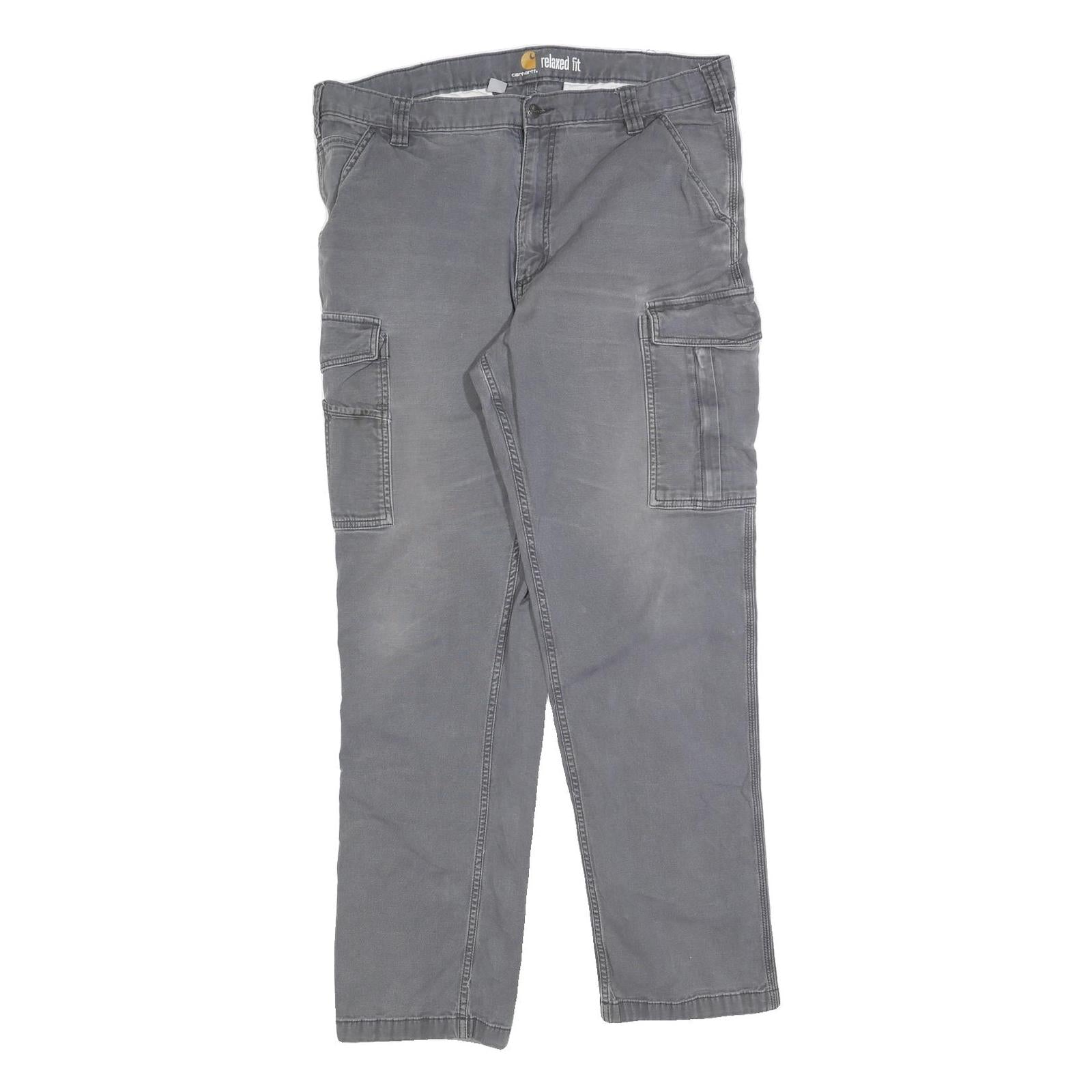CARHARTT Mens Grey Relaxed Fit Cargo Trousers W38 L31 Durable Cotton Blend Refurbished - N/A refurbished available on Cerqular