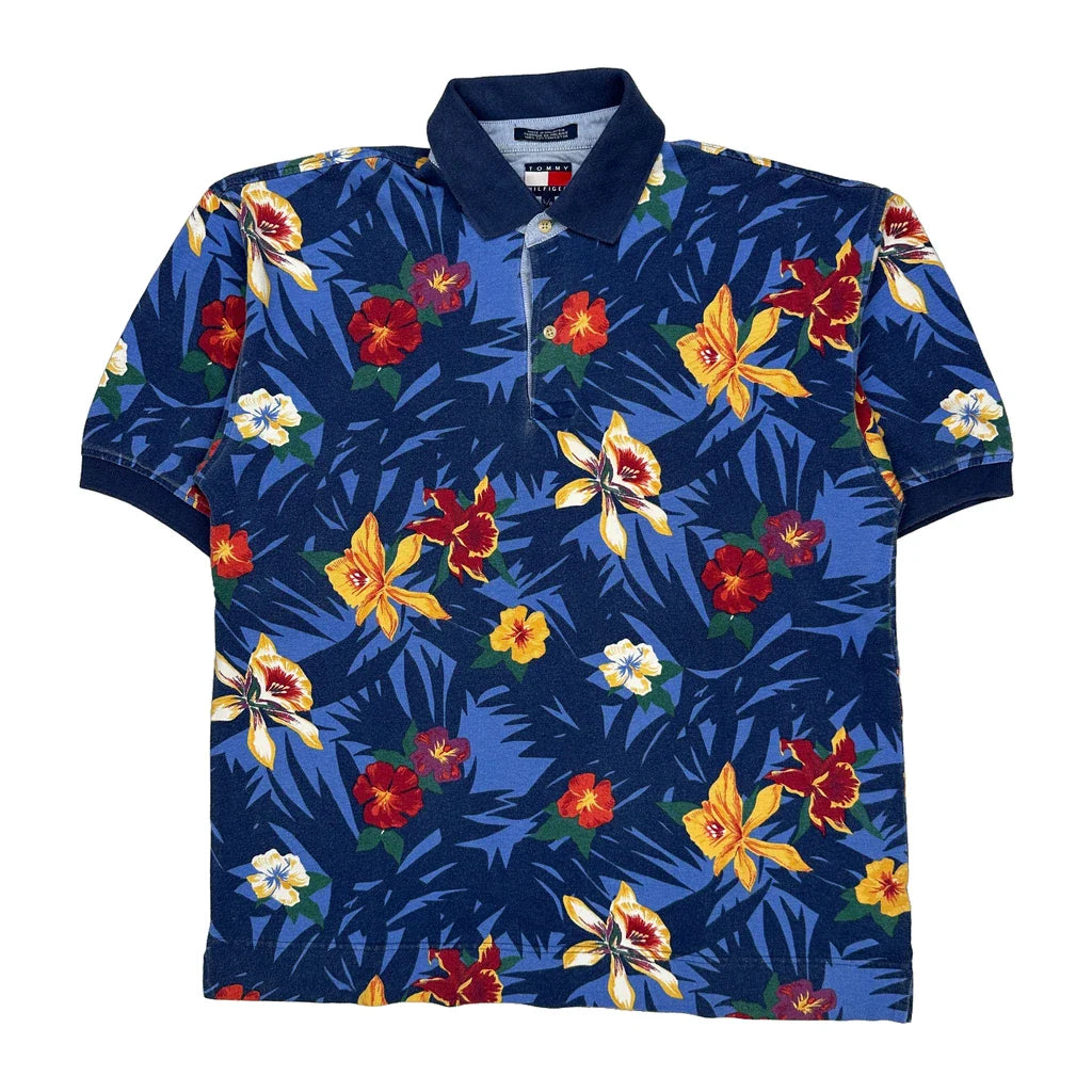 Tommy Hilfiger Floral Hawaiian Shirt - Large Multicoloured Cotton Refurbished - Thrifted (note: this is a term often used to describe second- refurbished available on Cerqular