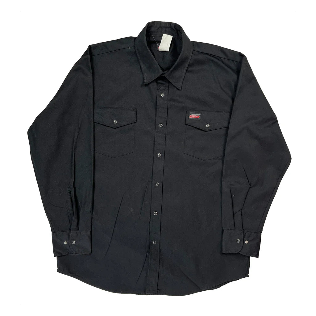 Dickies Shirt - Large Black Polyester Blend Refurbished - Thrifted (note: this is a term often used to describe second- refurbished available on Cerqular