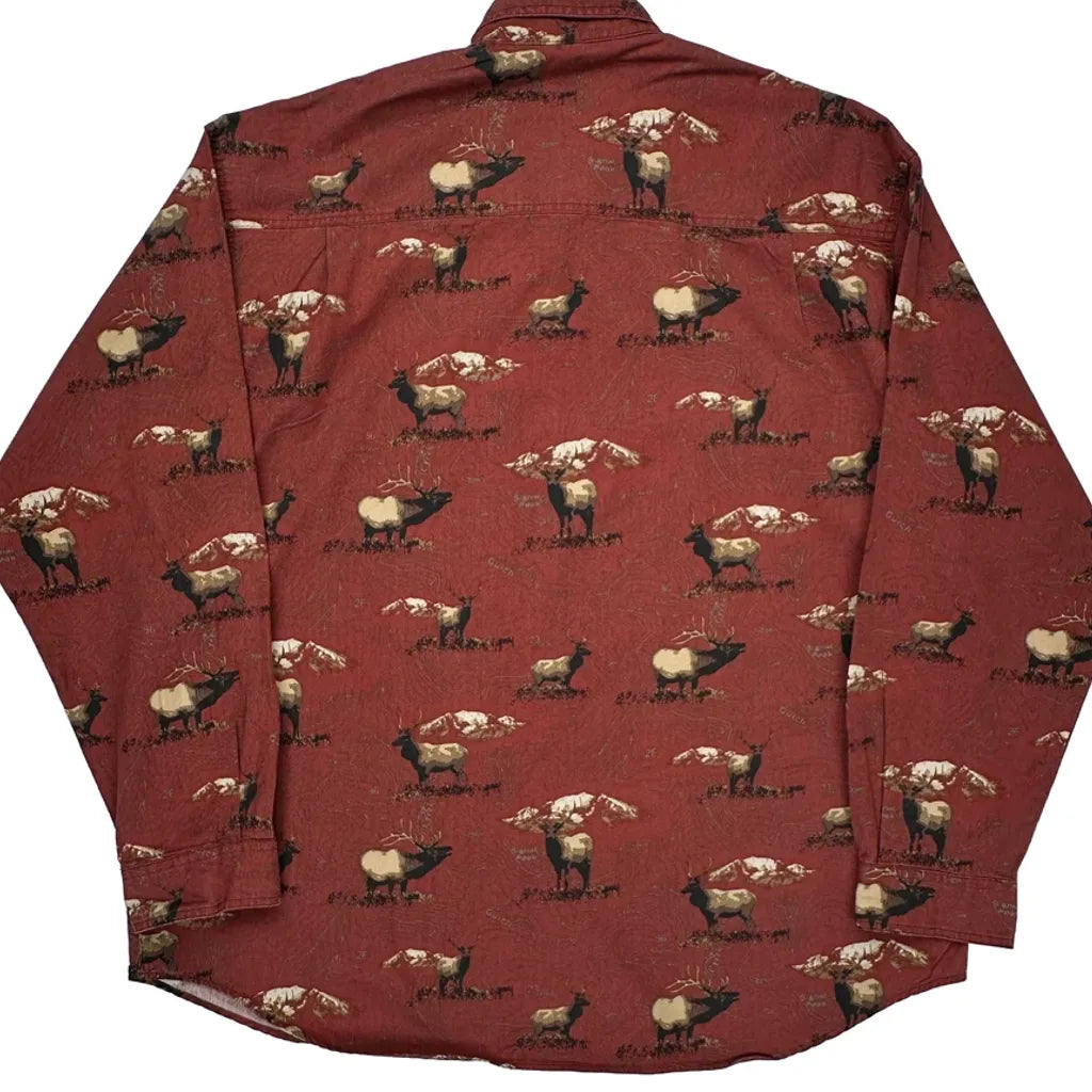 Columbia Patterned Shirt - 2XL Red Cotton Refurbished - Thrifted (note: this is a term often used to describe second- refurbished available on Cerqular