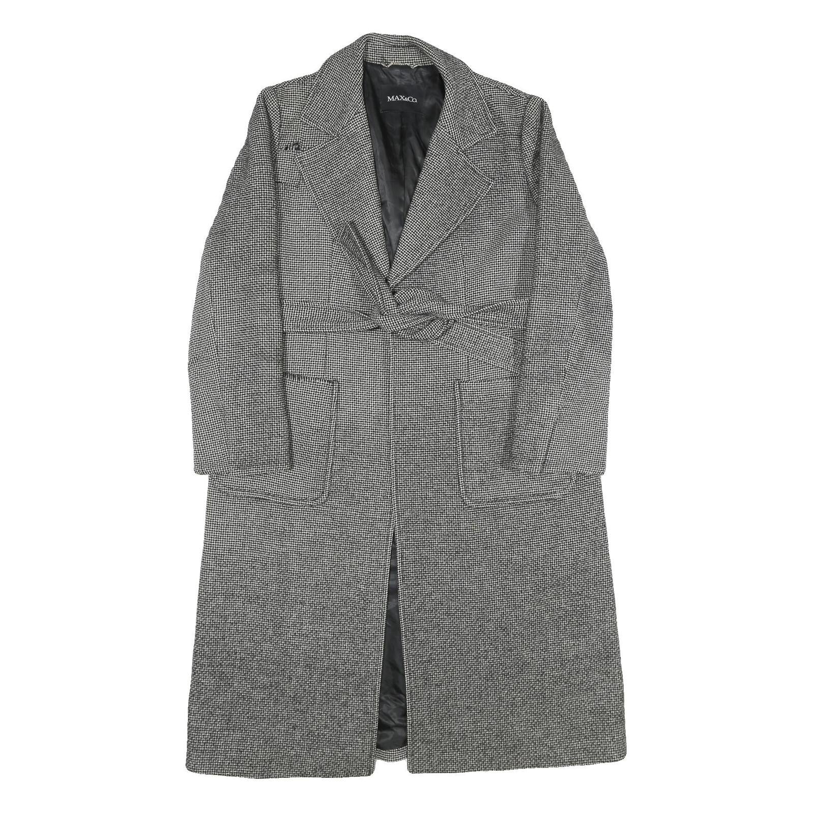 MAX&CO Womens Black Jacket UK 10 Wool Drawstring Classic Tailored Check Refurbished - N/A refurbished available on Cerqular