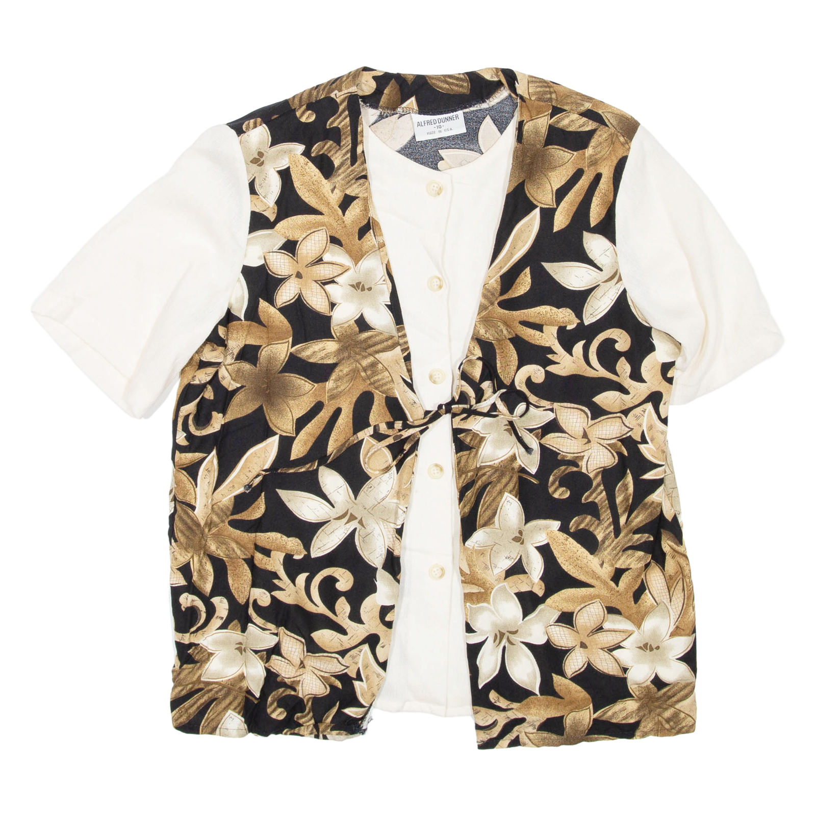 ALFRED DUNNER Womens Printed Blouse Brown Viscose Floral M Refurbished - N/A refurbished available on Cerqular