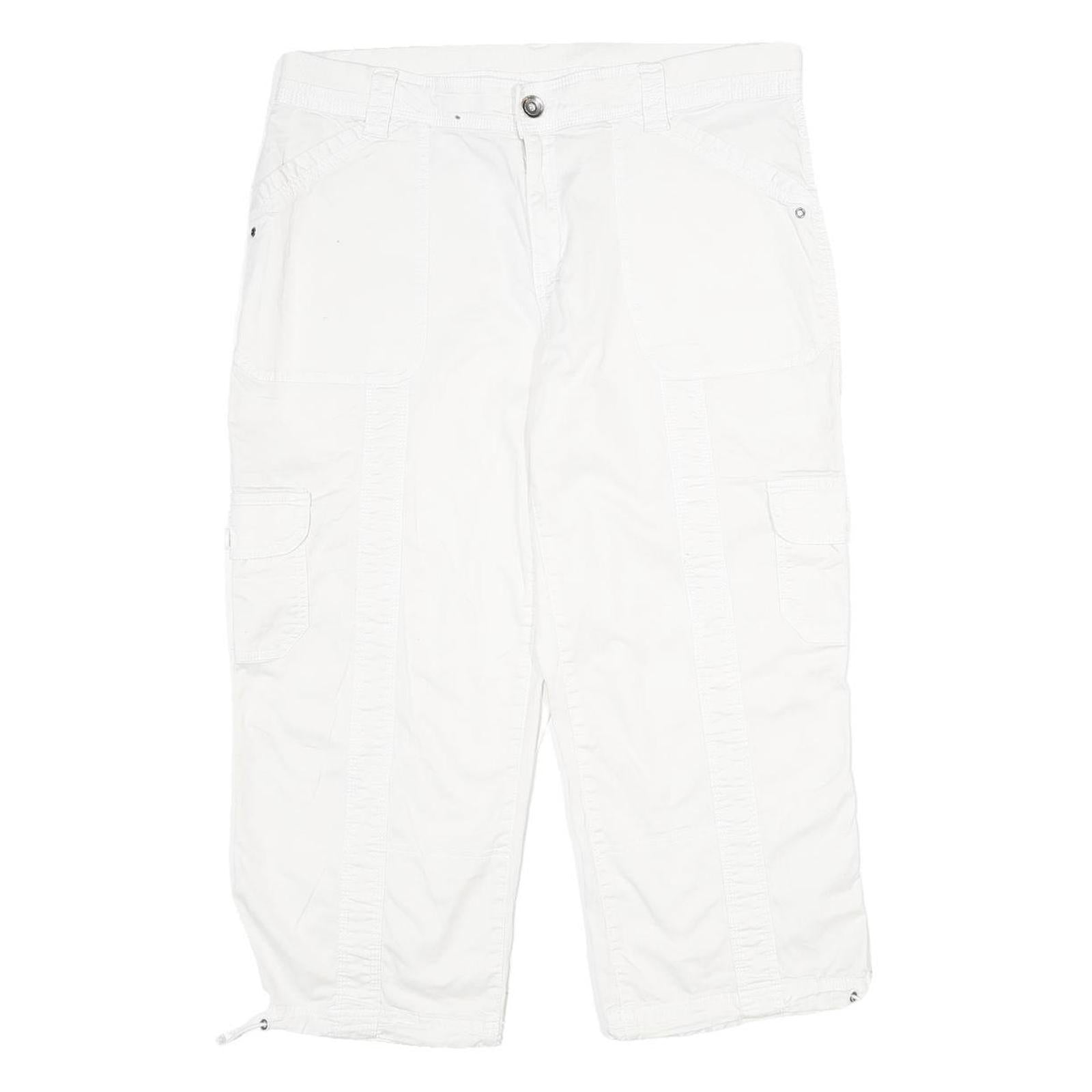 STYLE & CO Womens White Cargo Cotton Blend Shorts UK 16 W34 Comfortable Pockets Refurbished - N/A refurbished available on Cerqular