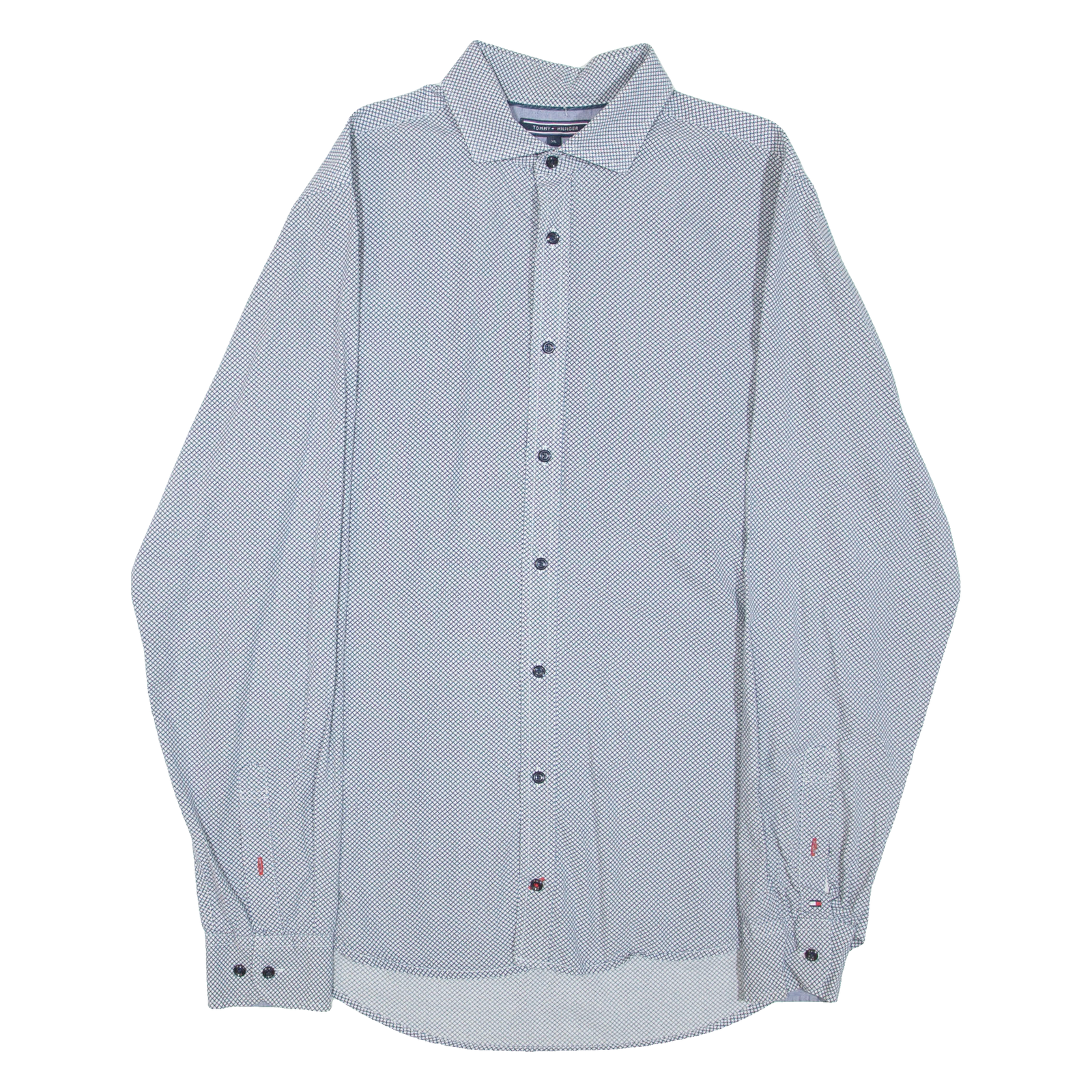 TOMMY HILFIGER Slim Fit Mens Shirt White Geometric Long Sleeve XL Refurbished - N/A refurbished available on Cerqular