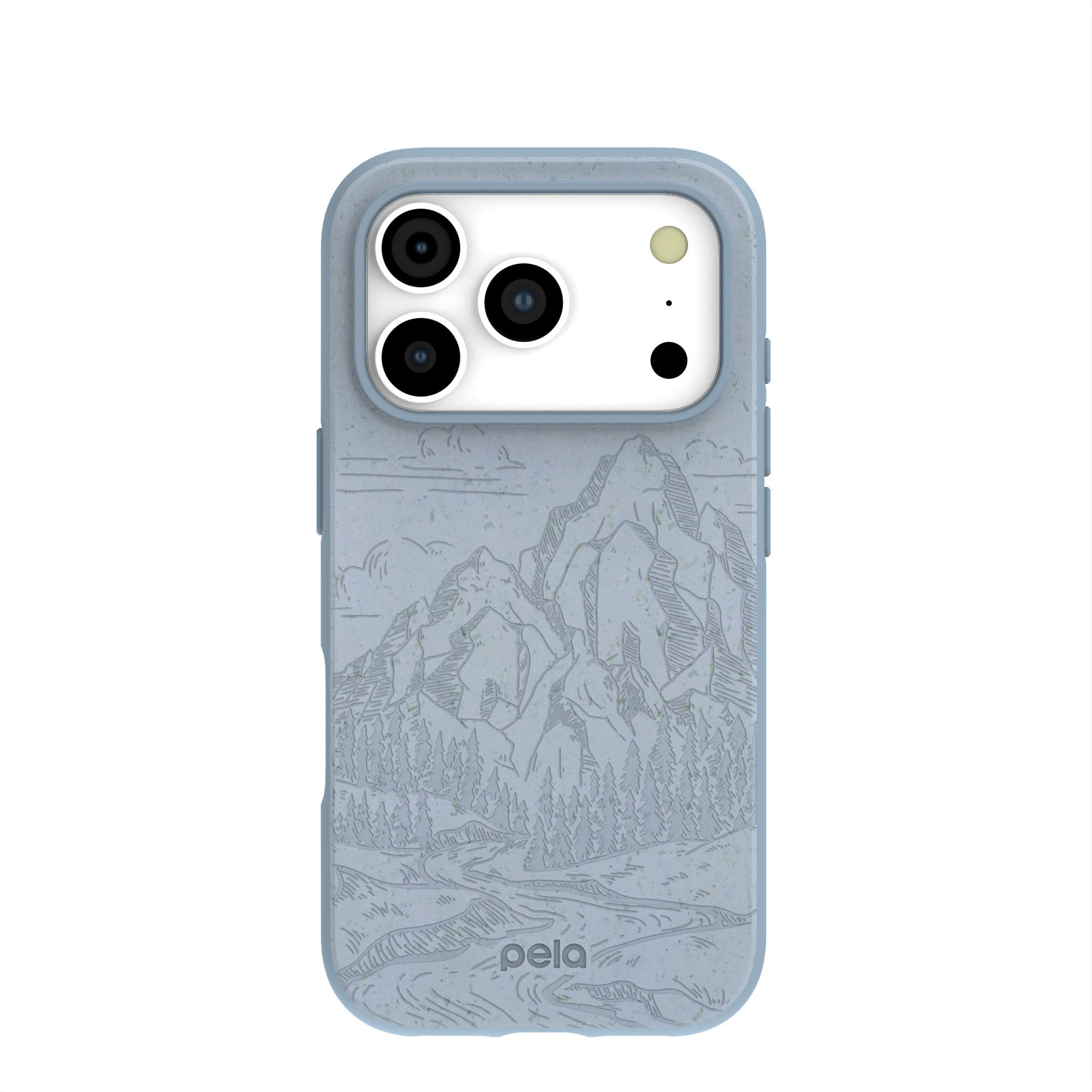 Powder Blue Rockies iPhone 17 Pro Case | MagSafe Compatibility: Without MagSafe Refurbished - Pela Case refurbished available on Cerqular
