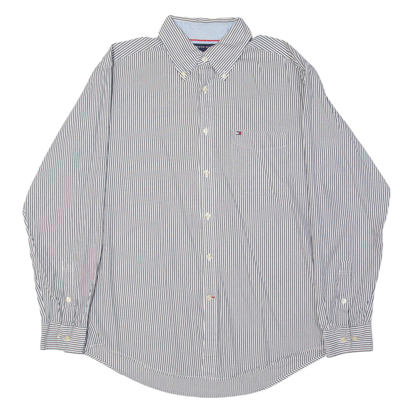 TOMMY HILFIGER Mens Shirt Blue Pinstripe Long Sleeve L Refurbished - N/A refurbished available on Cerqular