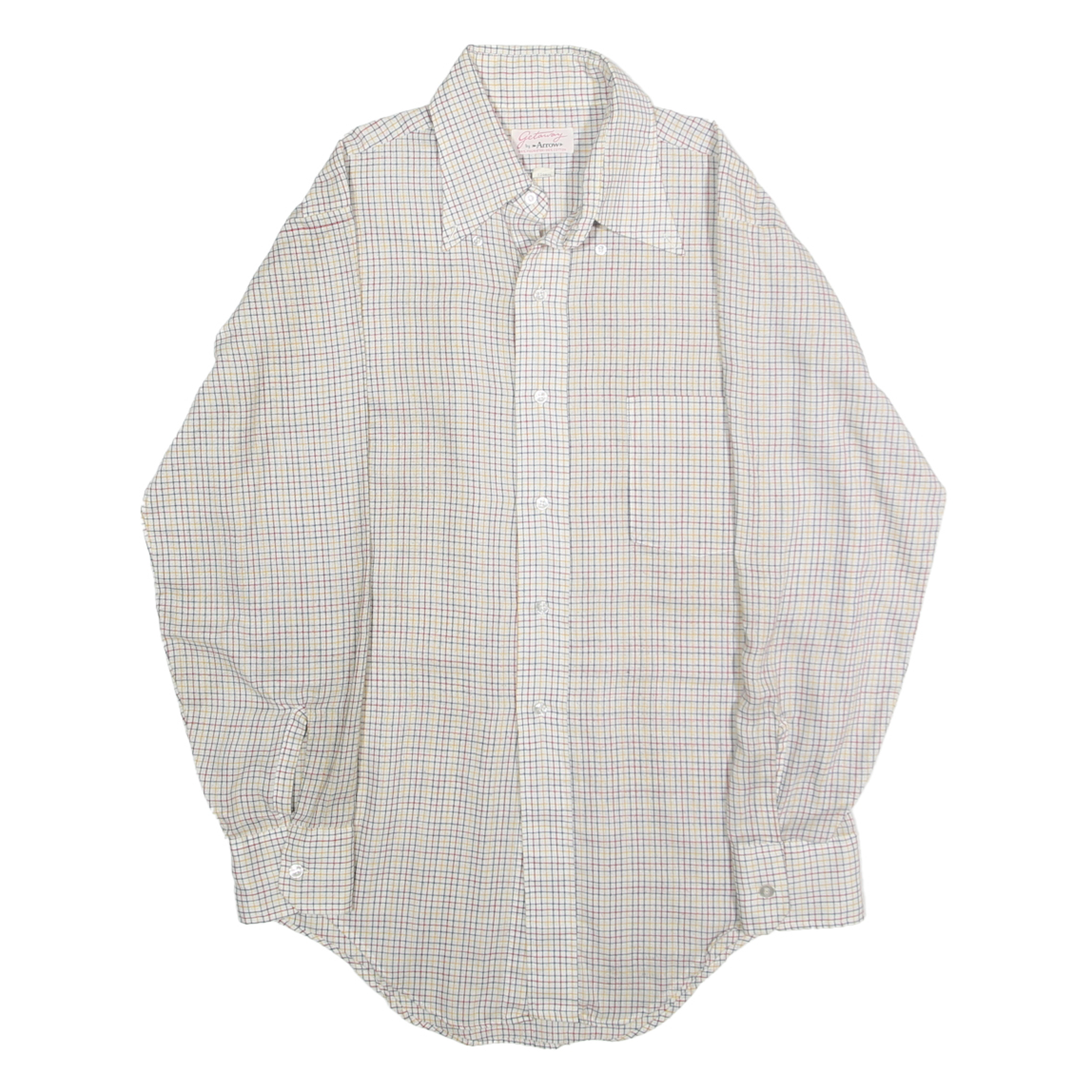 ARROW Mens Beige Check Shirt L Classic Long Sleeve Button Collar Refurbished - N/A refurbished available on Cerqular