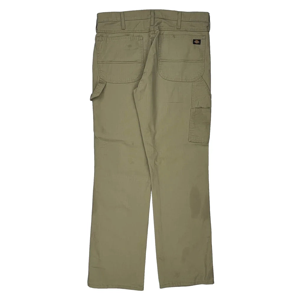 Dickies Cargo Carpenter Trousers - 34W 32L Khaki Cotton Refurbished - Thrifted (note: this is a term often used to describe second- refurbished available on Cerqular