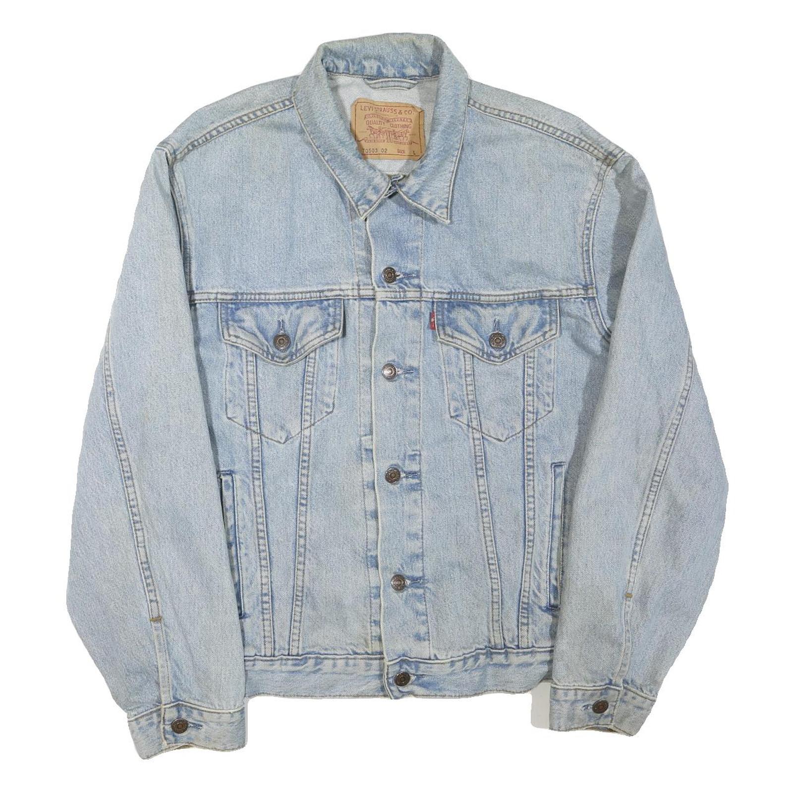 LEVI'S Mens Blue Denim Jacket L Cotton Blend Classic Button Closure Refurbished - N/A refurbished available on Cerqular