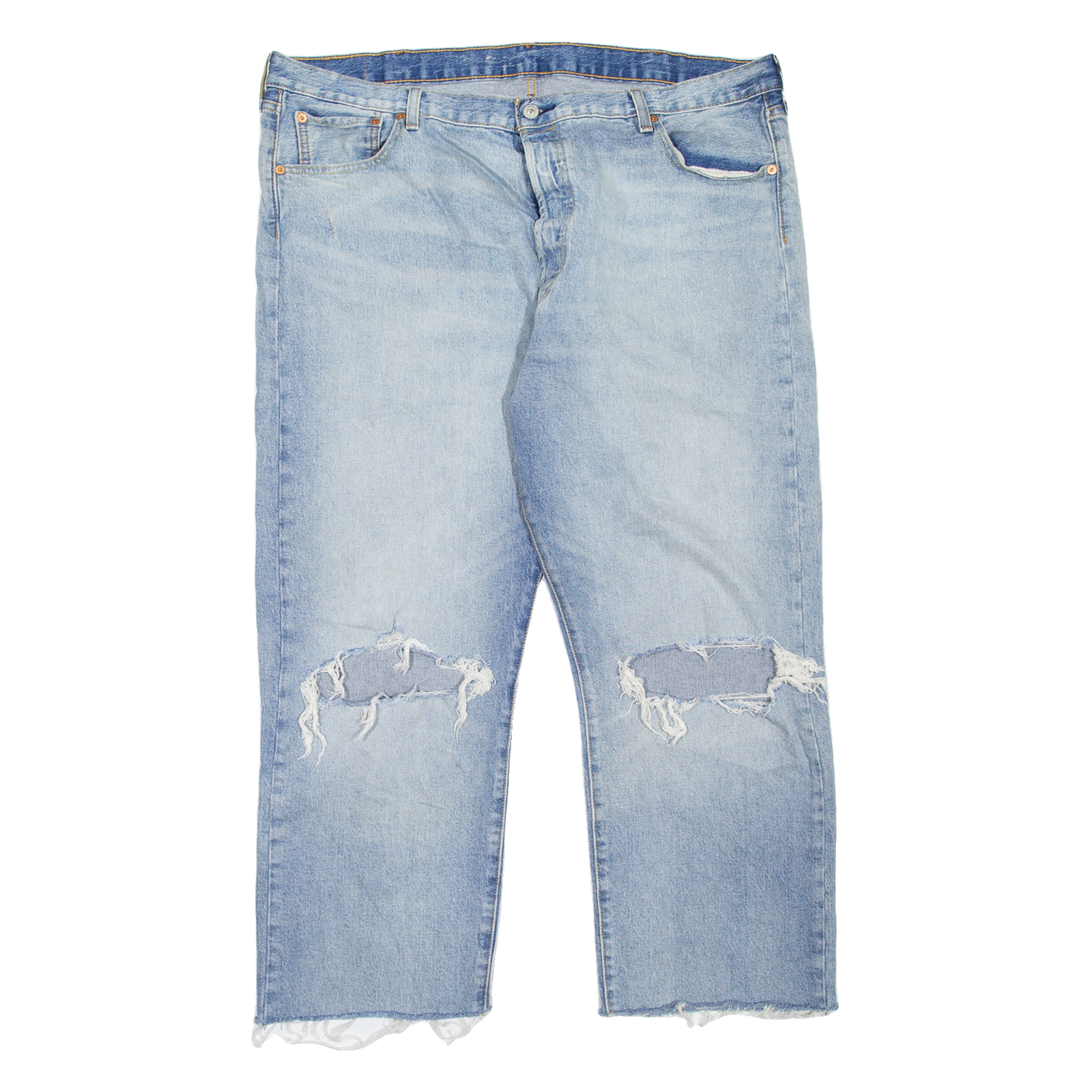 LEVI'S 501 Jeans Distressed Mens Blue Regular Straight Stone Wash W33 L25 Refurbished - N/A refurbished available on Cerqular