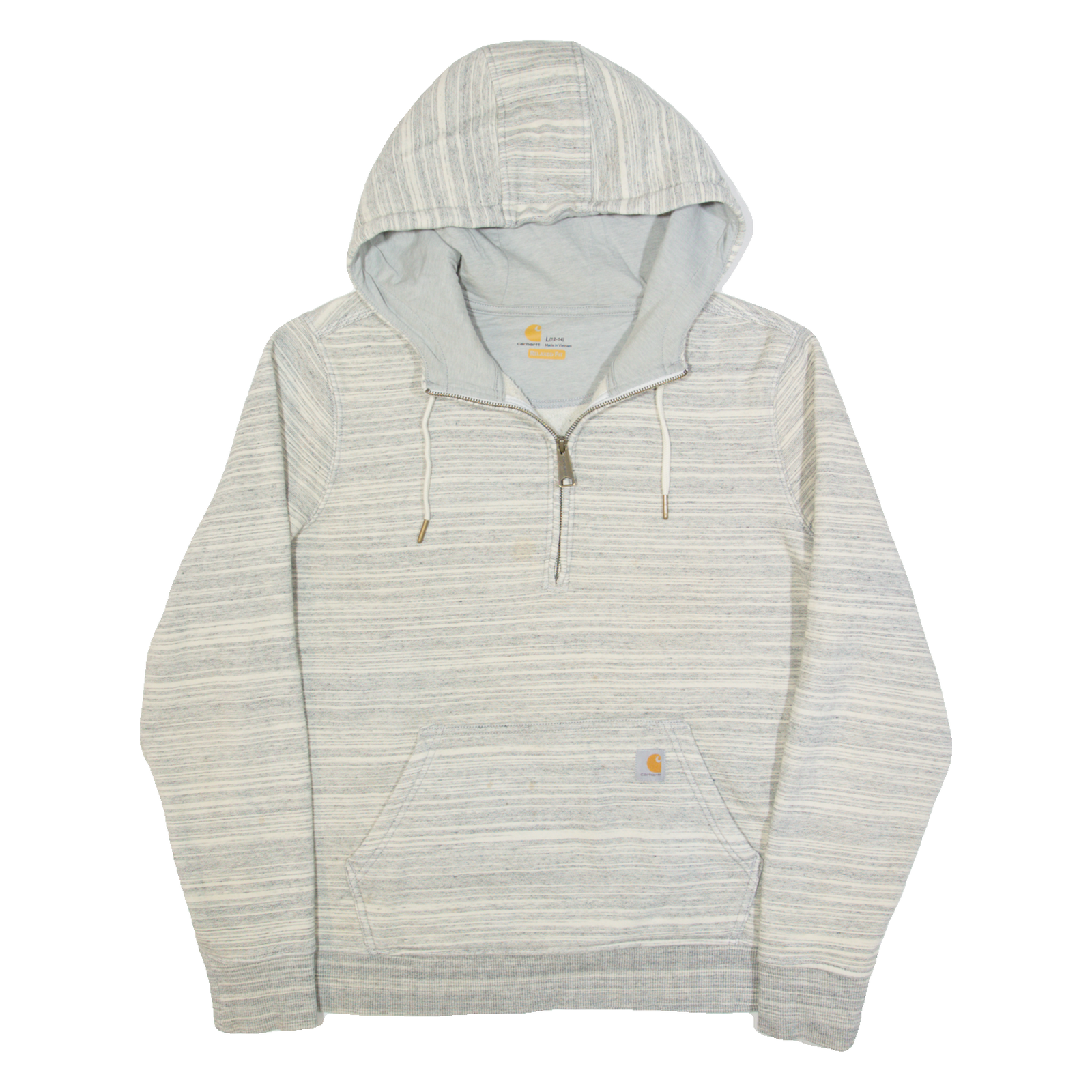 CARHARTT Relaxed Fit 1/4 Zip Up Womens Grey Hoodie L Refurbished - N/A refurbished available on Cerqular