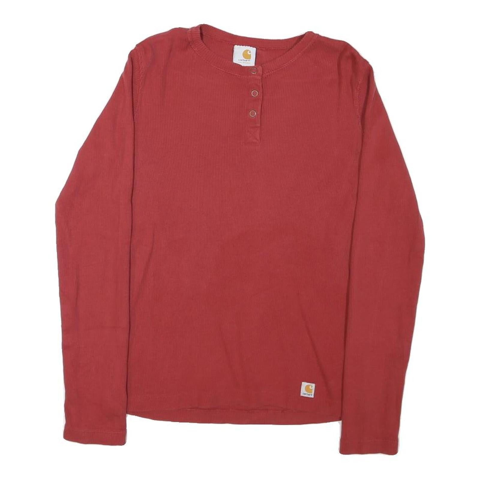 CARHARTT Womens Red Long Sleeve Henley Neck T-Shirt Size S Cotton Blend Refurbished - N/A refurbished available on Cerqular