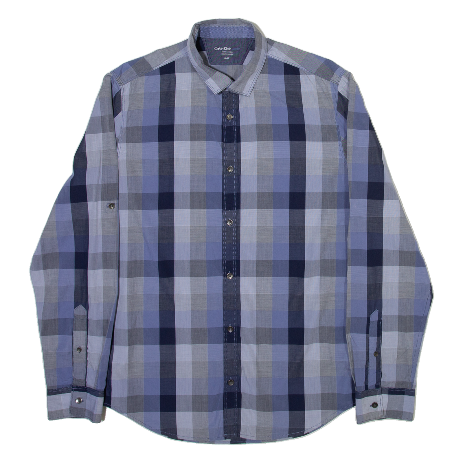 CALVIN KLEIN JEANS Mens Shirt Blue Check Long Sleeve M Refurbished - N/A refurbished available on Cerqular