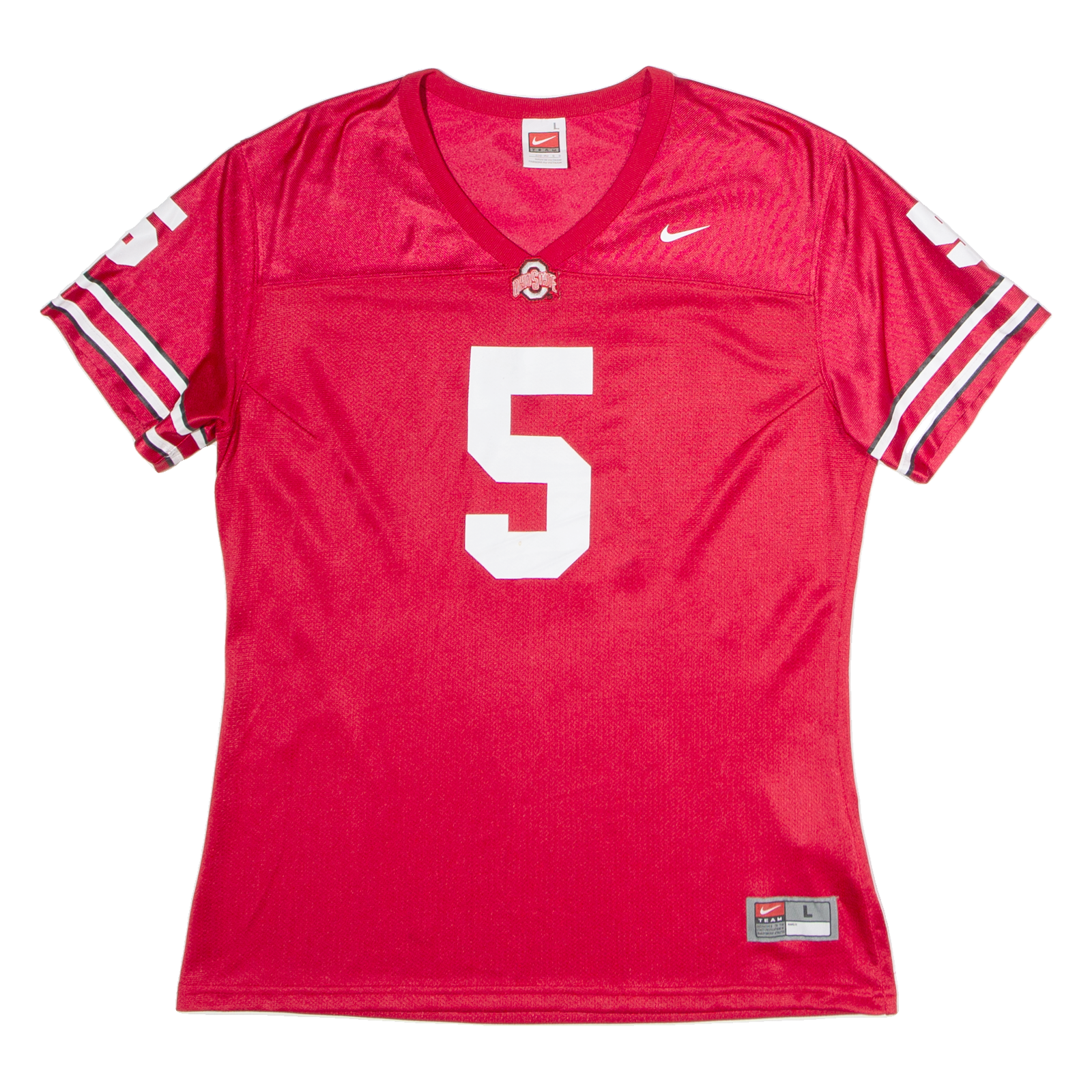 Buy NIKE Ohio State Buckeyes Home #5 Womens Jersey Red USA V-Neck L Refurbished - $44.19 NIKE Ohio State Buckeyes Home #5 Womens Jersey Red USA V-Neck L Refurbished - N/A refurbished available on Cerqular