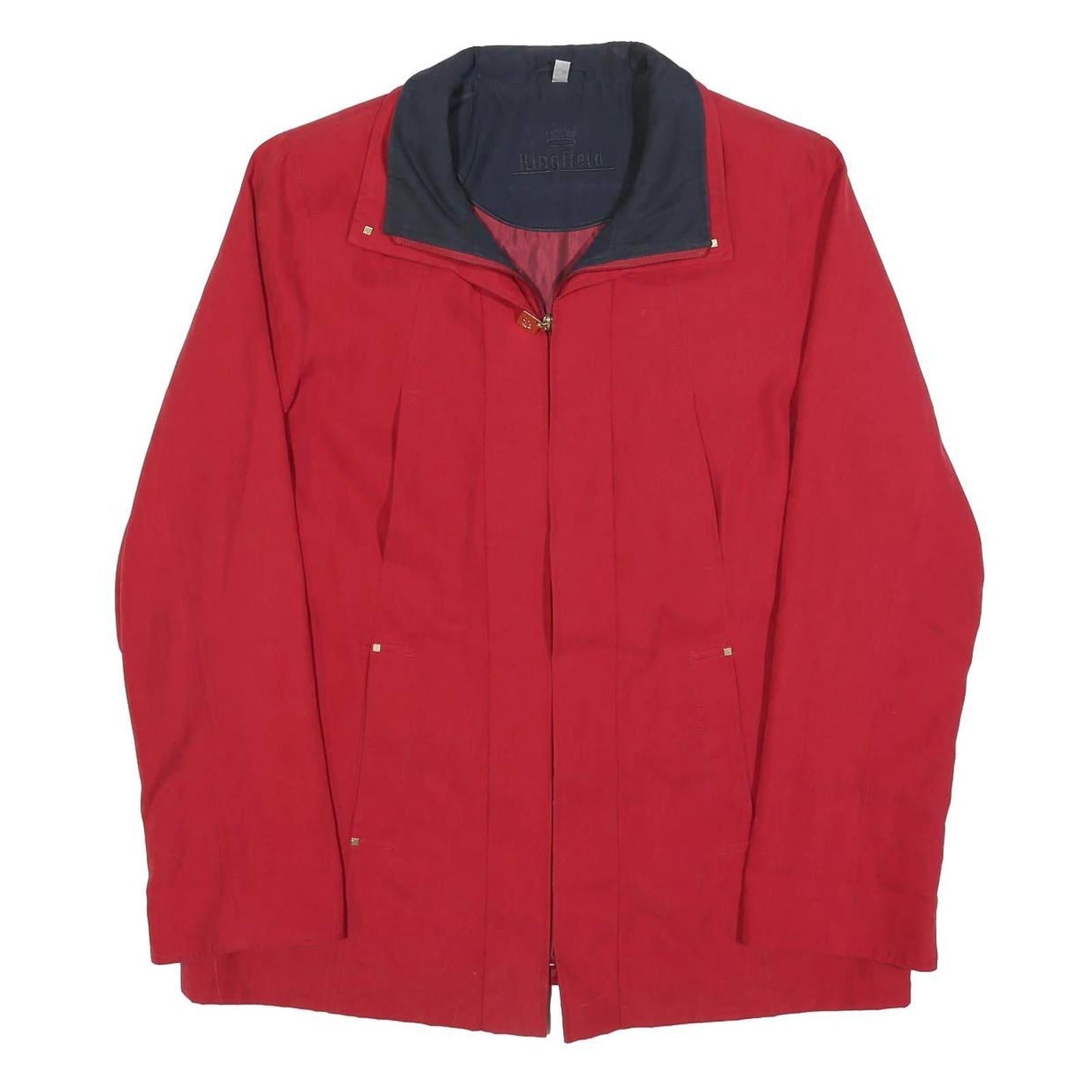 KINGFIELD Womens Red Zip Jacket L Polyester Blend Plain Classic Outerwear Refurbished - N/A refurbished available on Cerqular