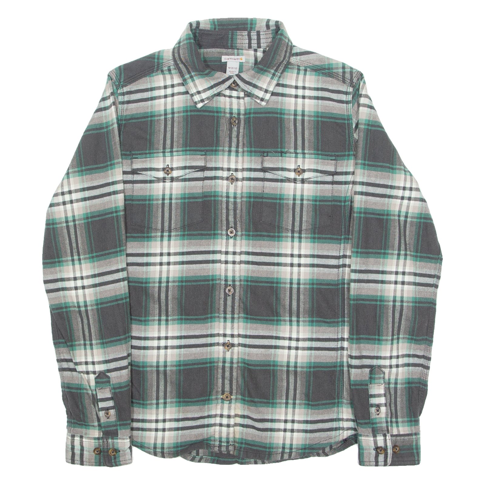 CARHARTT Womens Flannel Shirt Grey Check Long Sleeve M Refurbished - N/A refurbished available on Cerqular