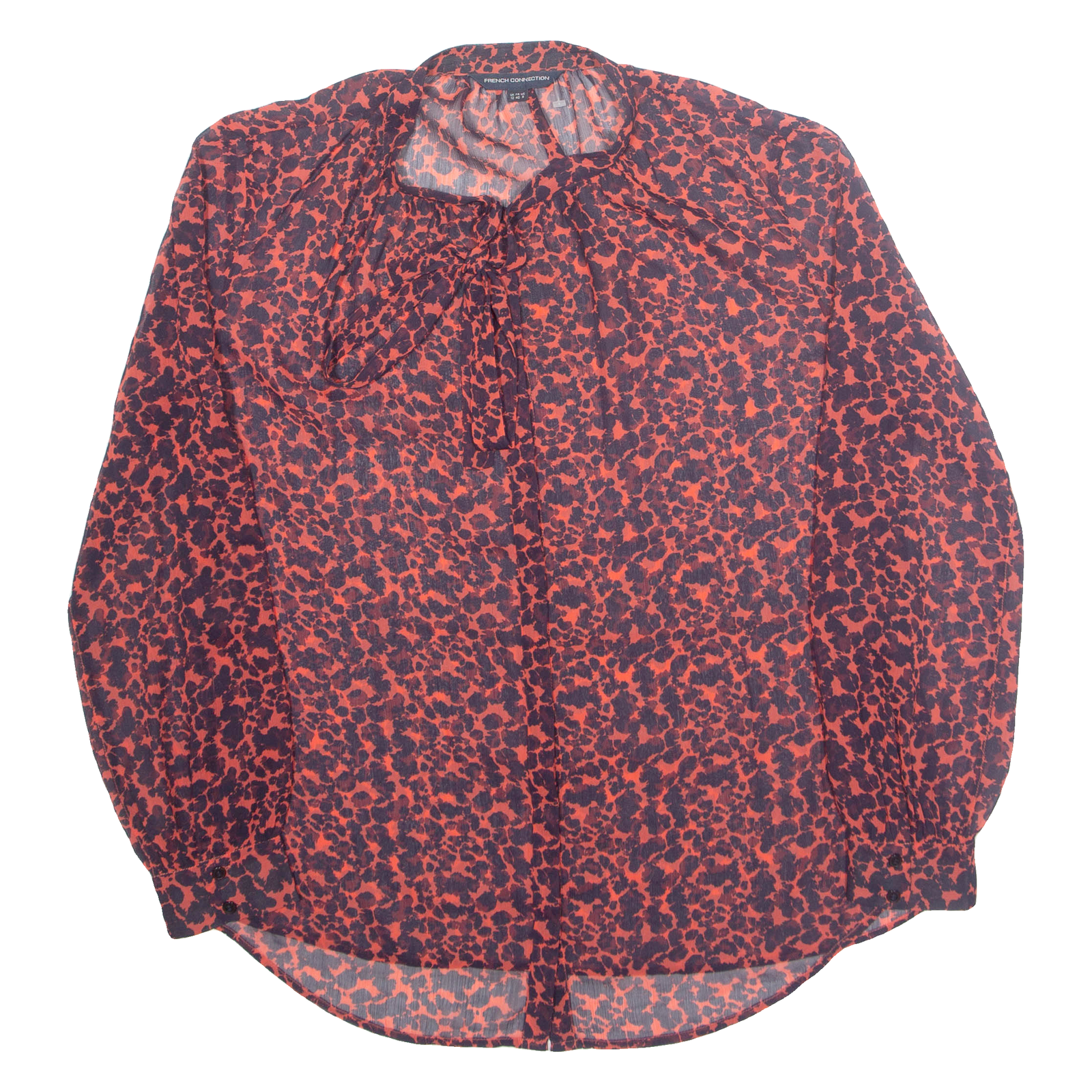 FRENCH CONNECTION Womens Printed Blouse Red Long Sleeve Animal Print M Refurbished - N/A refurbished available on Cerqular