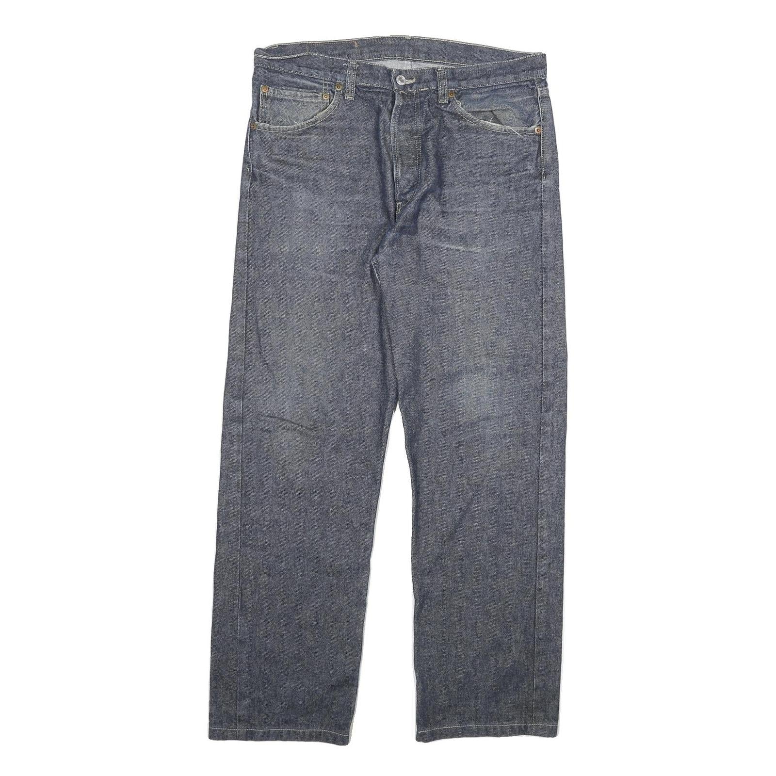 LEVI'S 501 Mens Jeans Blue Regular Straight Denim Medium W34 L30 Classic Button Refurbished - N/A refurbished available on Cerqular