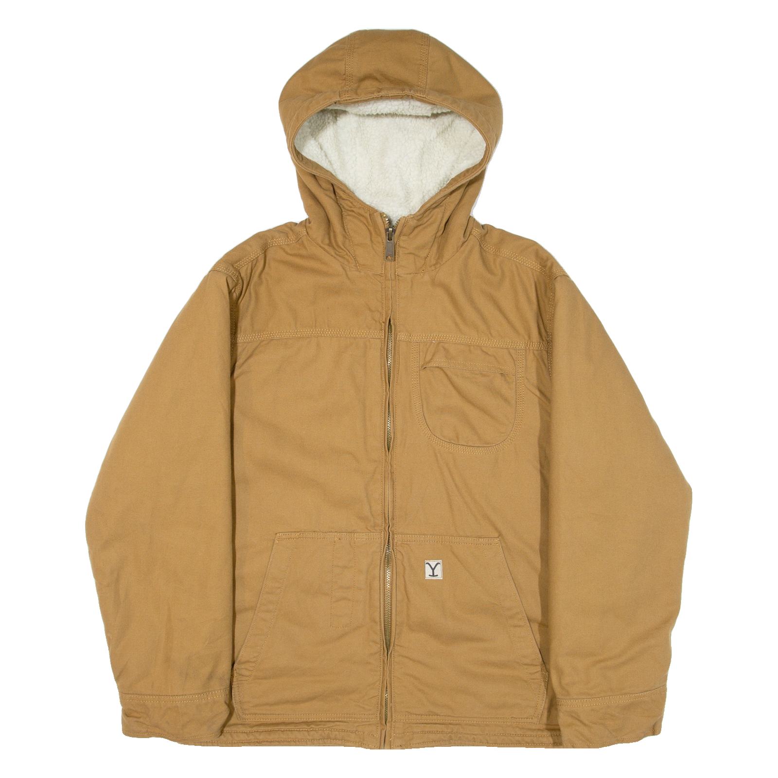 YELLOWSTONE Sherpa Lined Mens Workwear Jacket Brown Hooded M Refurbished - N/A refurbished available on Cerqular