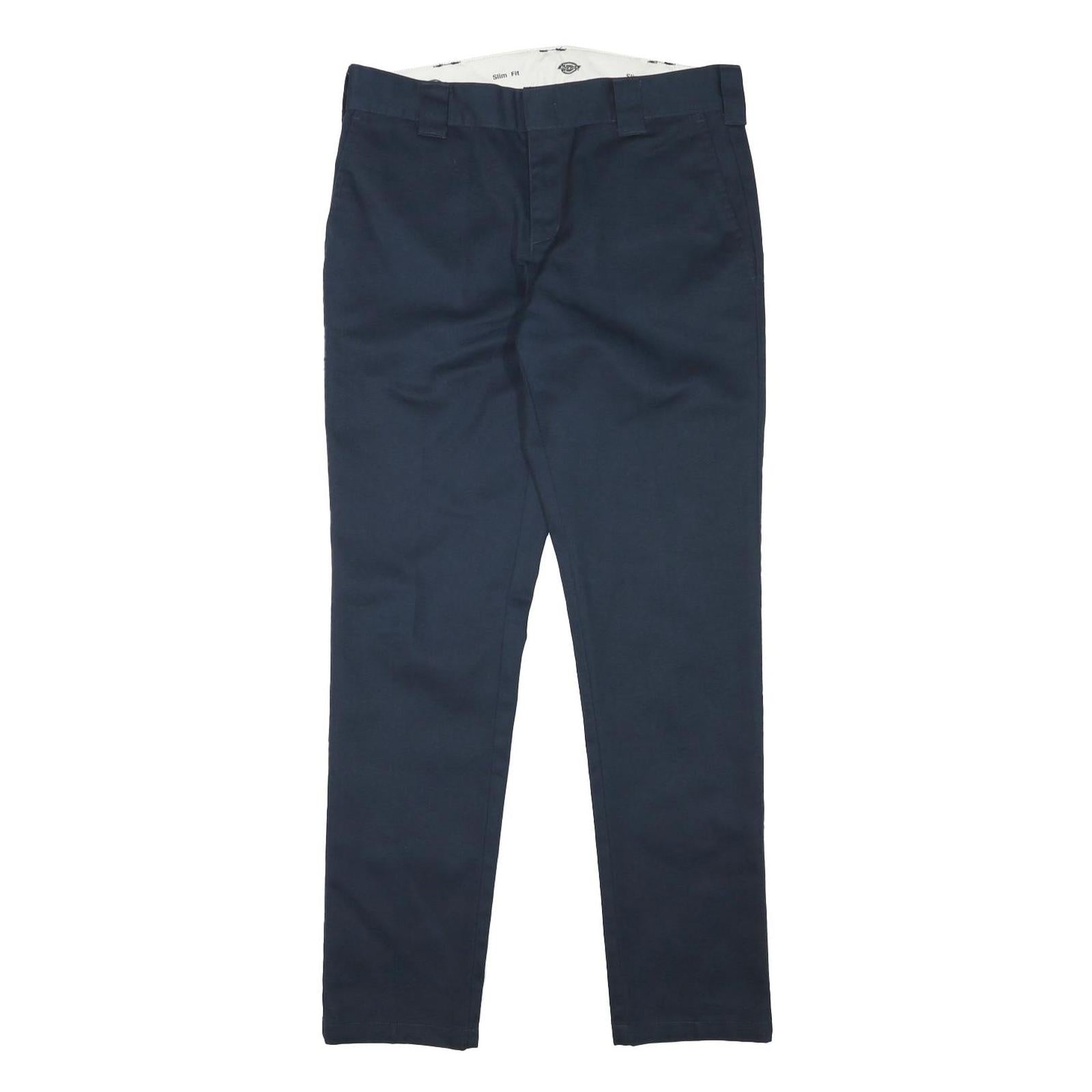 DICKIES Mens Cotton Blend Navy Slim Straight Trousers W33 L31 Workwear Casual Refurbished - N/A refurbished available on Cerqular