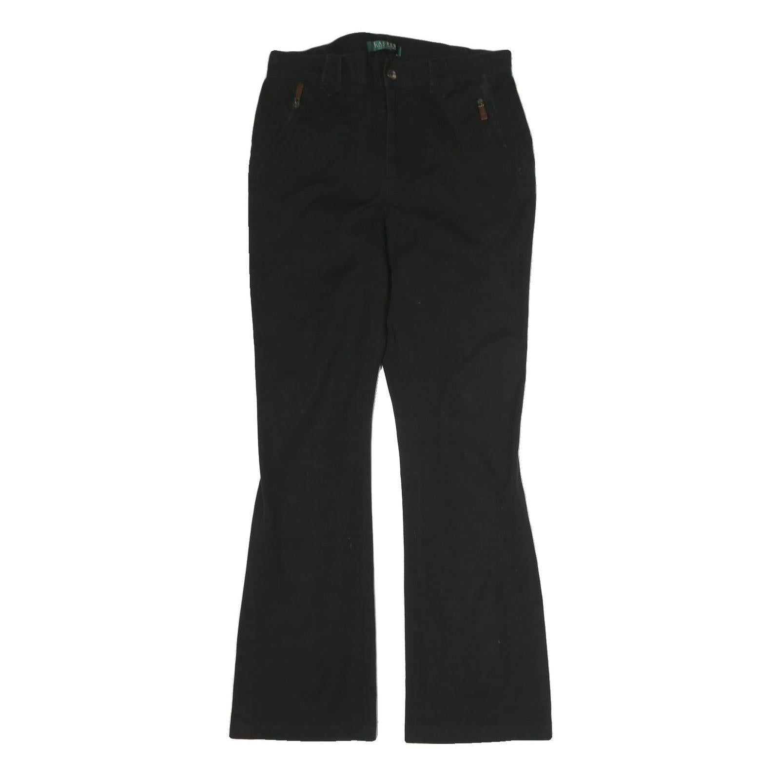 LAUREN RALPH LAUREN Womens Cotton Black Regular Fit Straight Trousers W28 L28 Refurbished - N/A refurbished available on Cerqular
